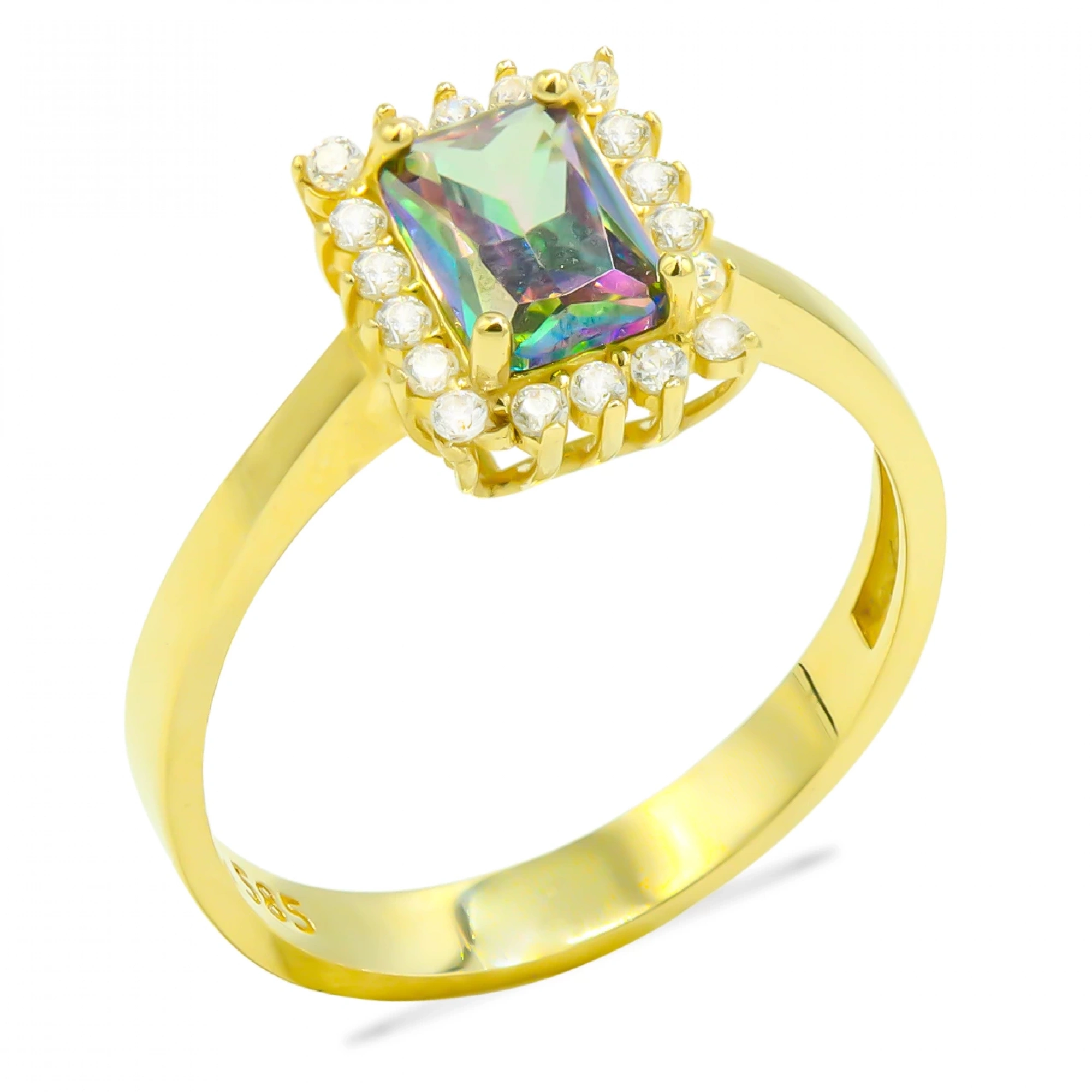 Renkli Taşlı 14 Ayar Altın Yüzük