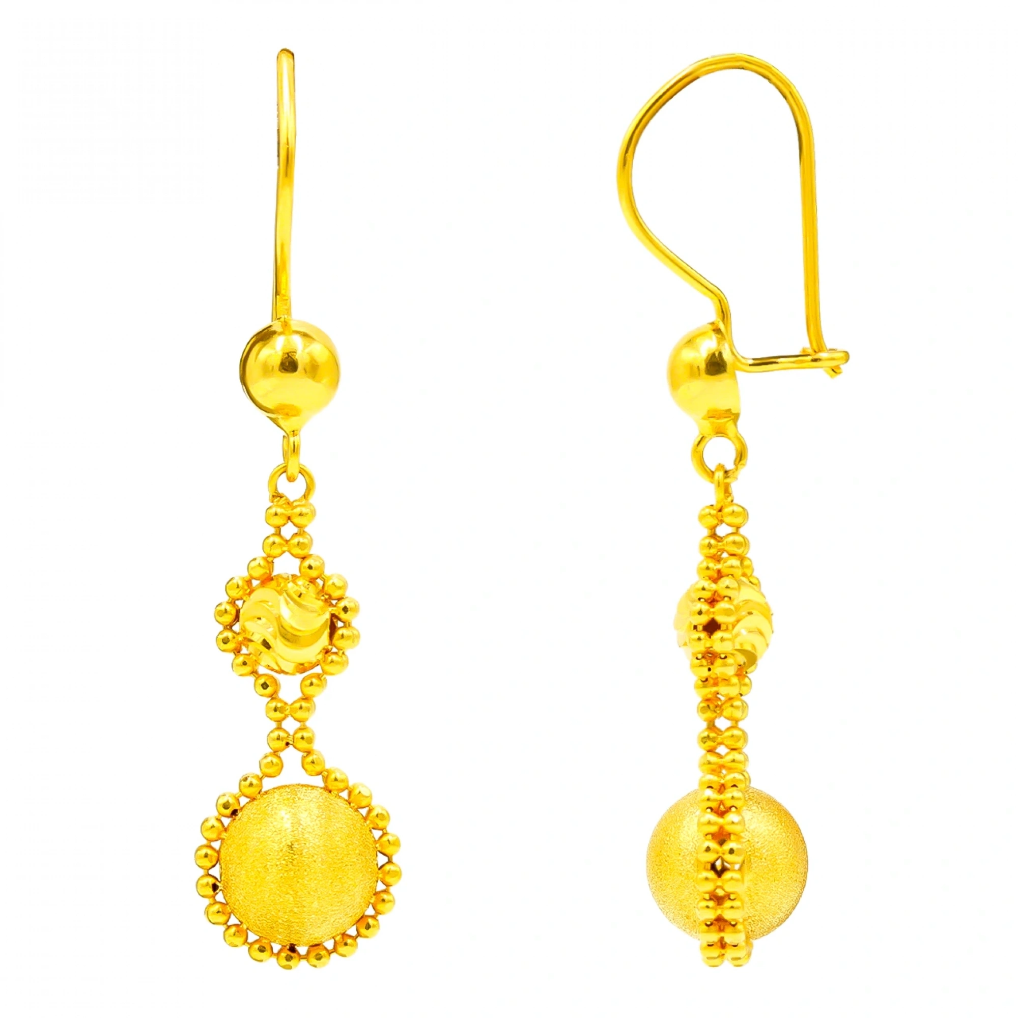 Dorika Toplu Sallantılı 22 Ayar Altın Küpe