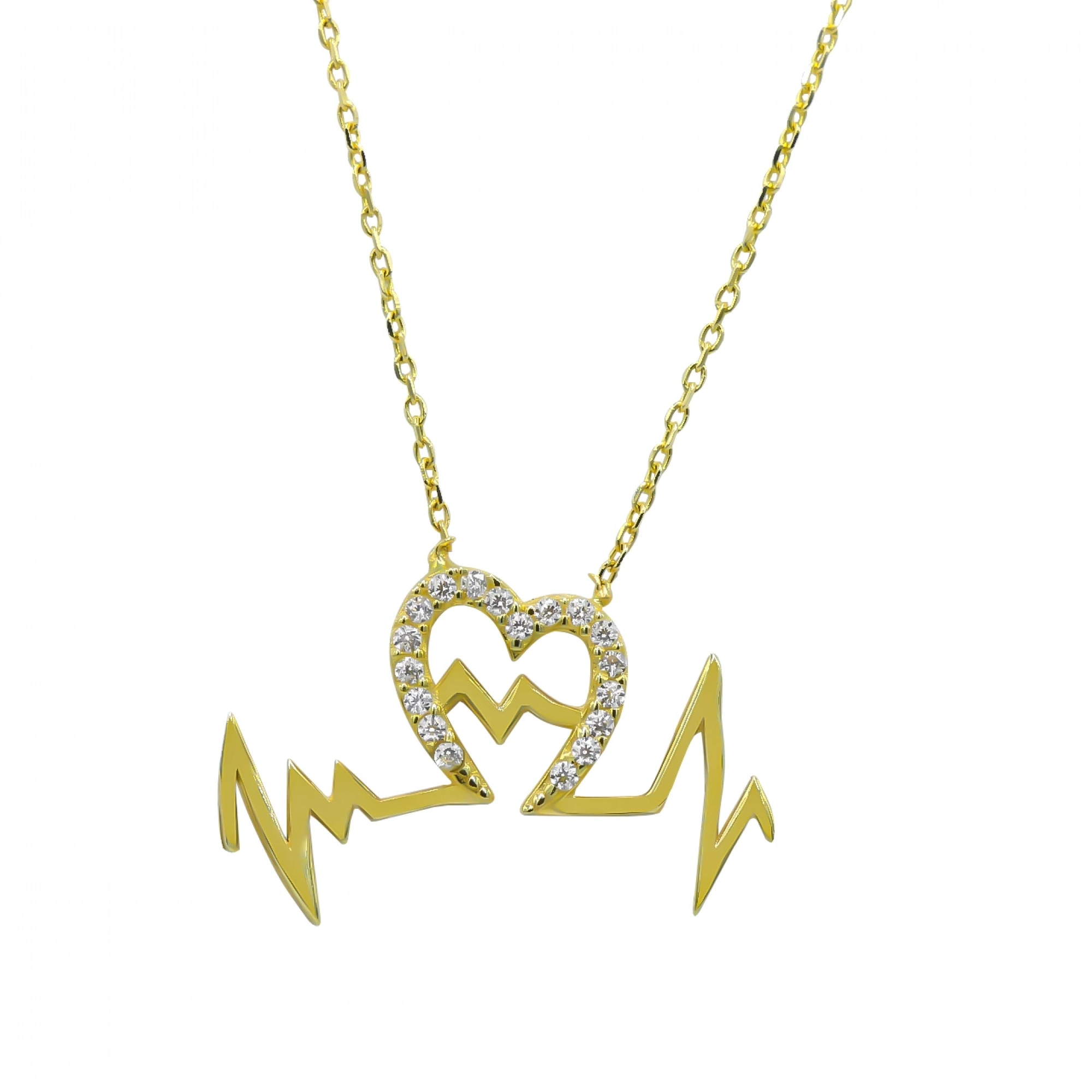 Ritimli Kalp 14 Ayar Altın Kolye