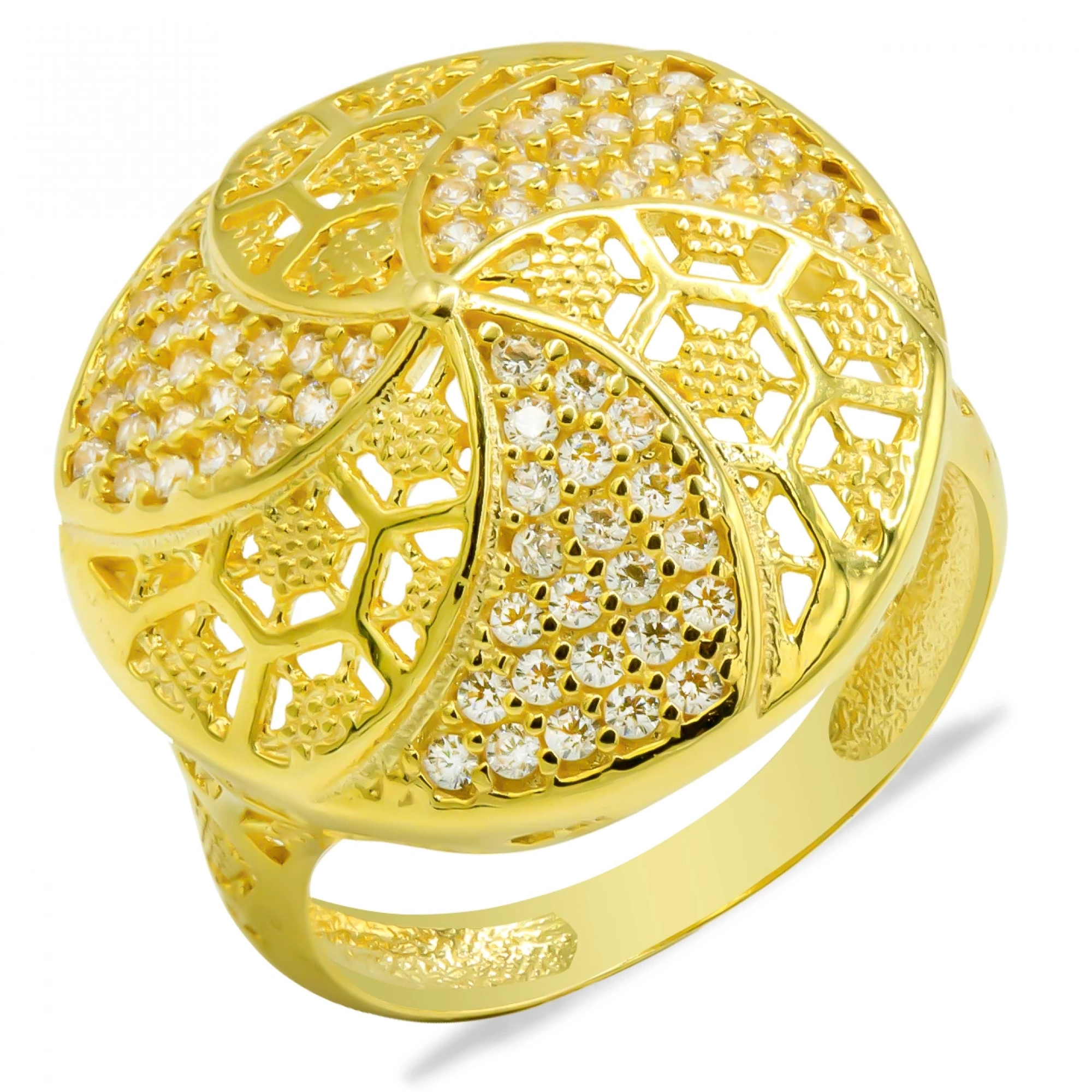 Rüzgar Gülü Taşlı 14 Ayar Altın Yüzük