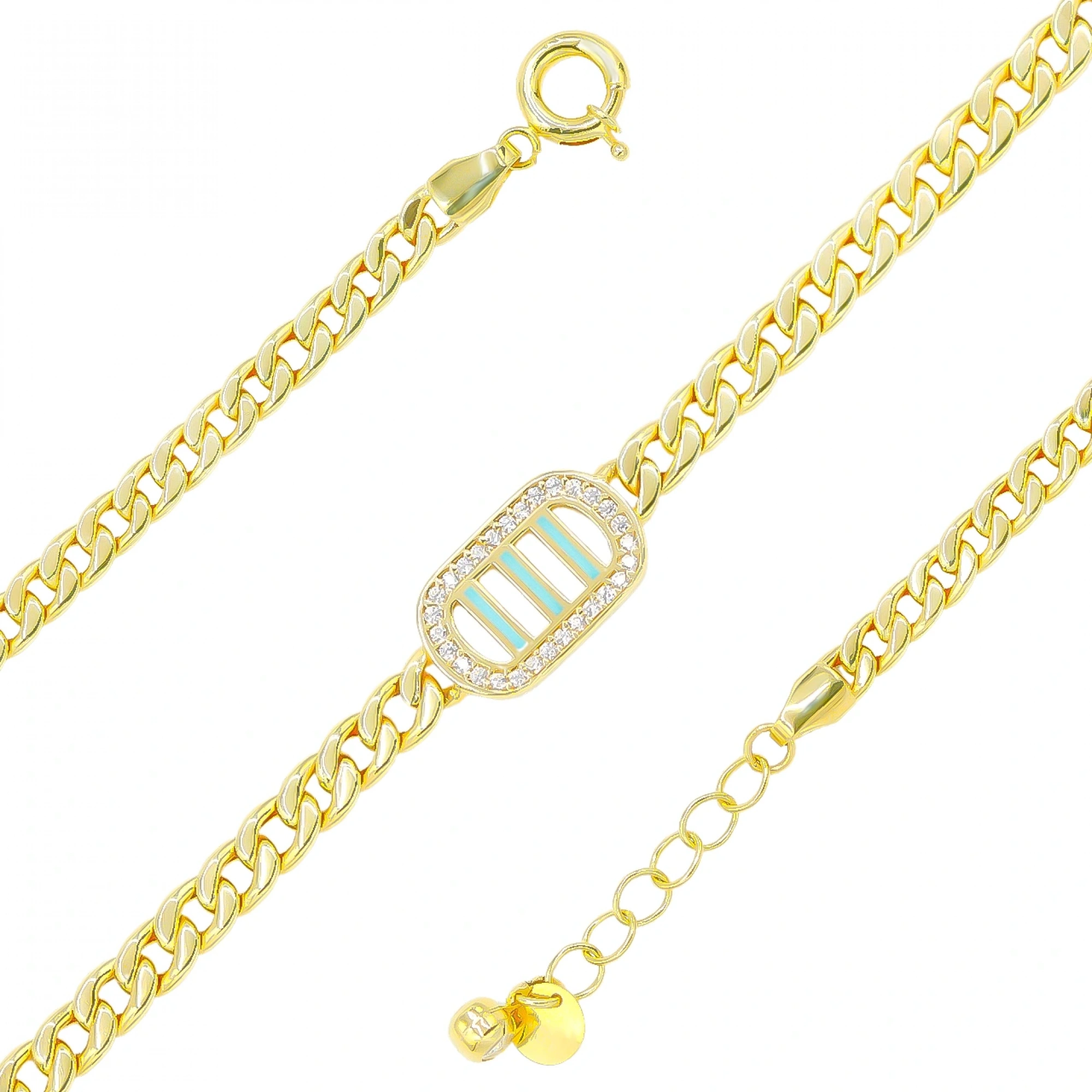 Mavi Çizgili 14 Ayar Altın Bileklik