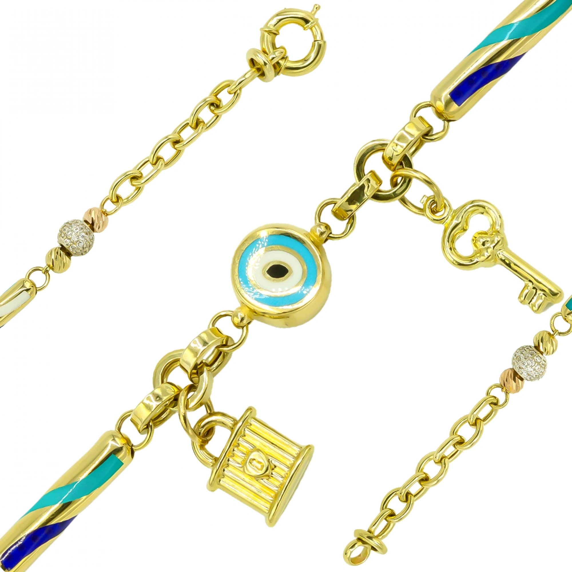 Sallantılı Charm 14 Ayar Altın Bileklik