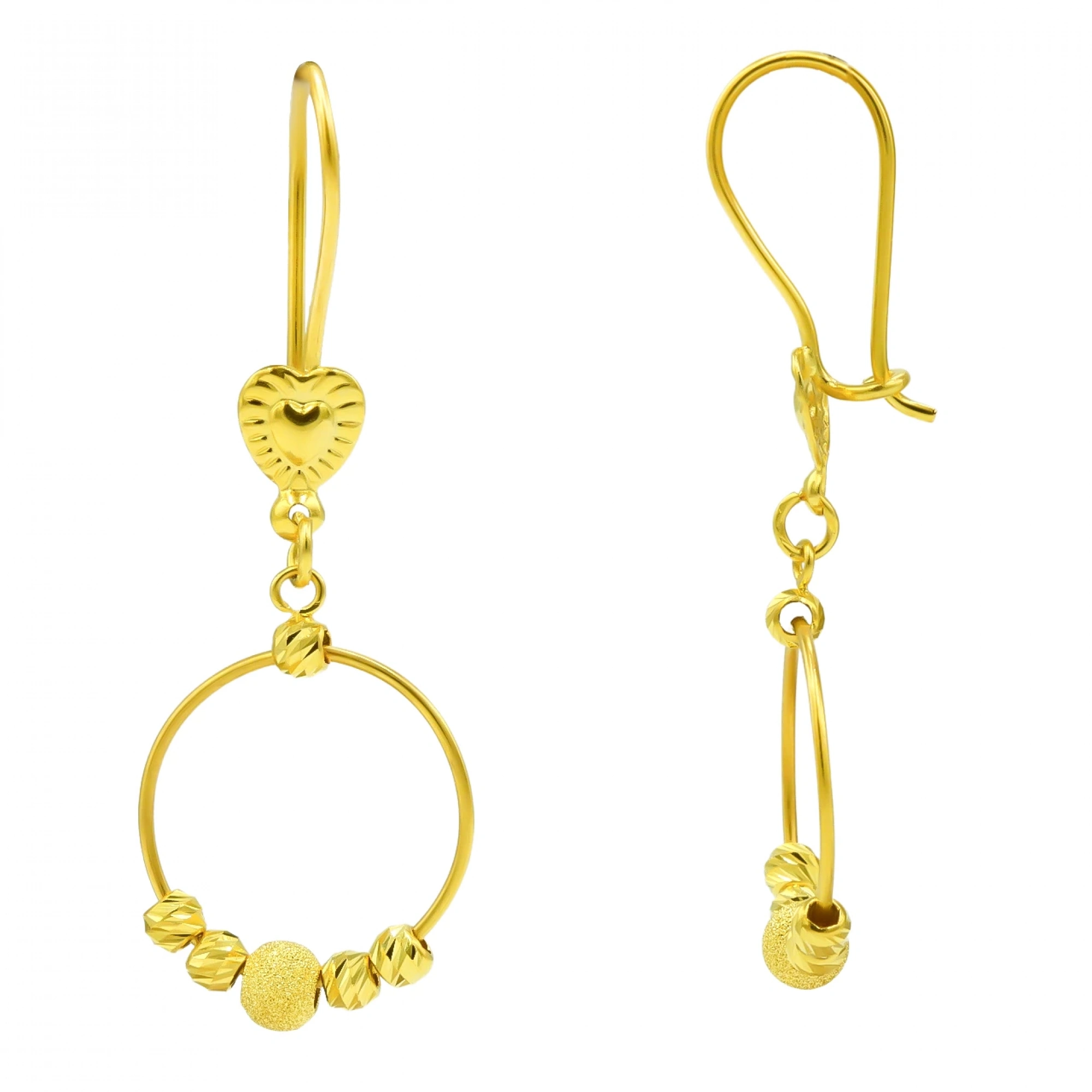 Sallantılı Dorika 14 Ayar Altın Küpe