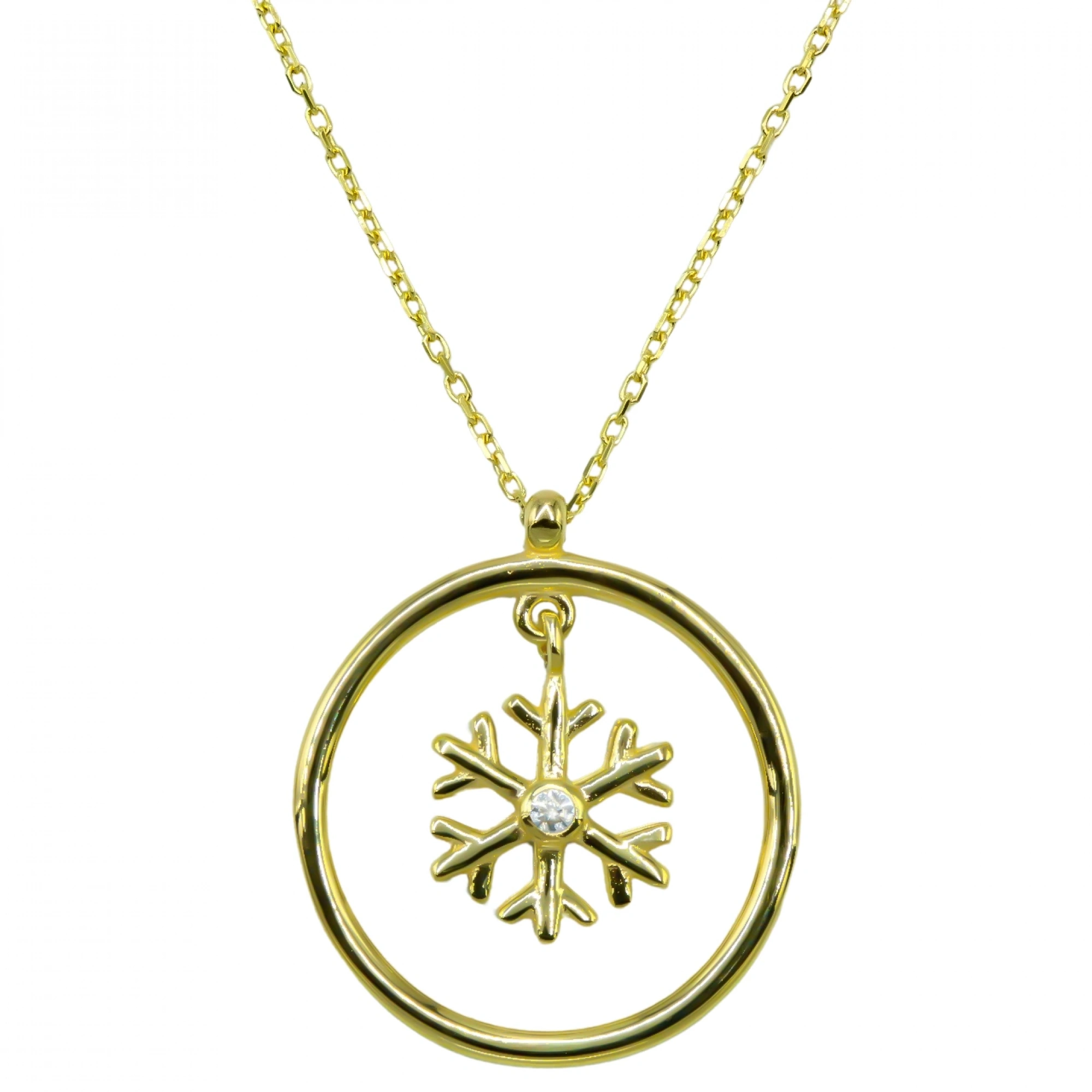 Sallantılı Kar Tanesi 8 Ayar Altın Kolye