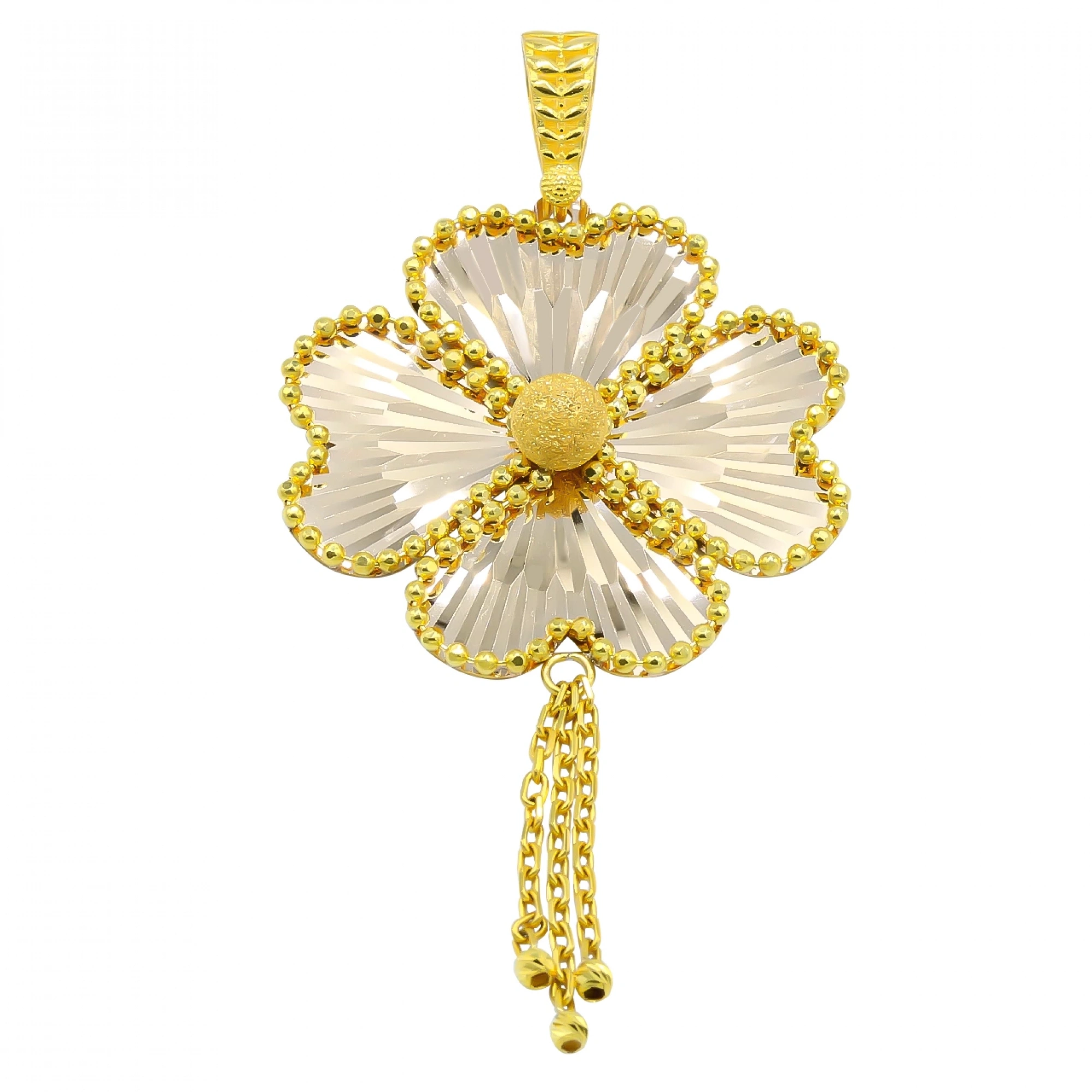 Sarkıntılı Yonca 14 Ayar Altın Kolye Ucu (7.5 Cm)