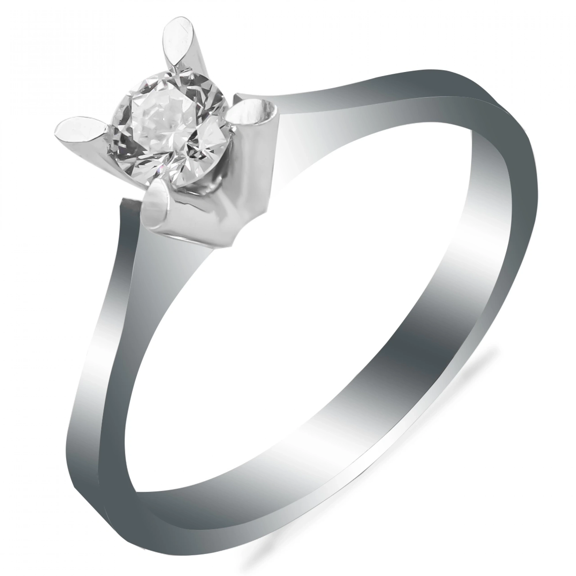 Şık Tasarım Beyaz 14 Ayar Tektaş Altın Yüzük