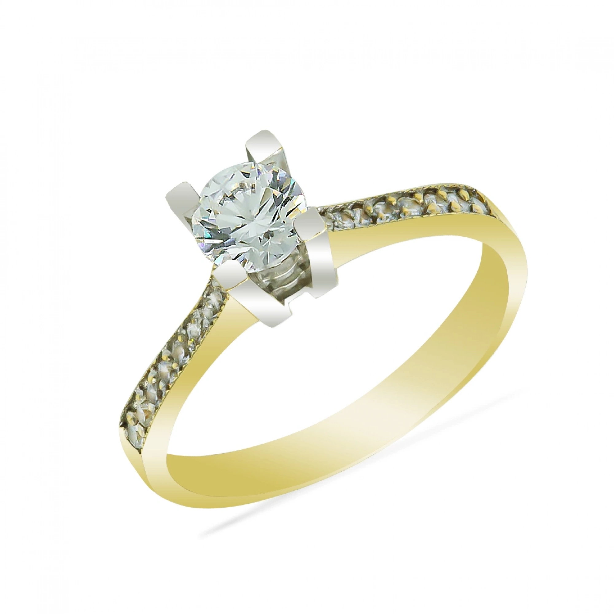 Sıra Taşlı Tektaş 14 Ayar Altın Yüzük