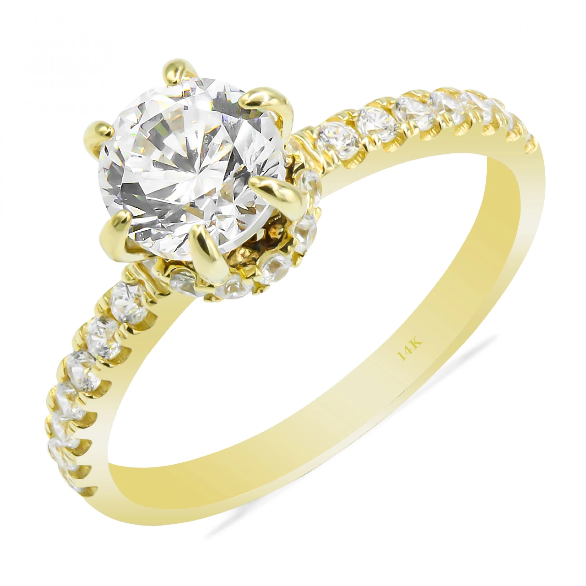 Sıralı Tektaş 14 Ayar Altın Yüzük