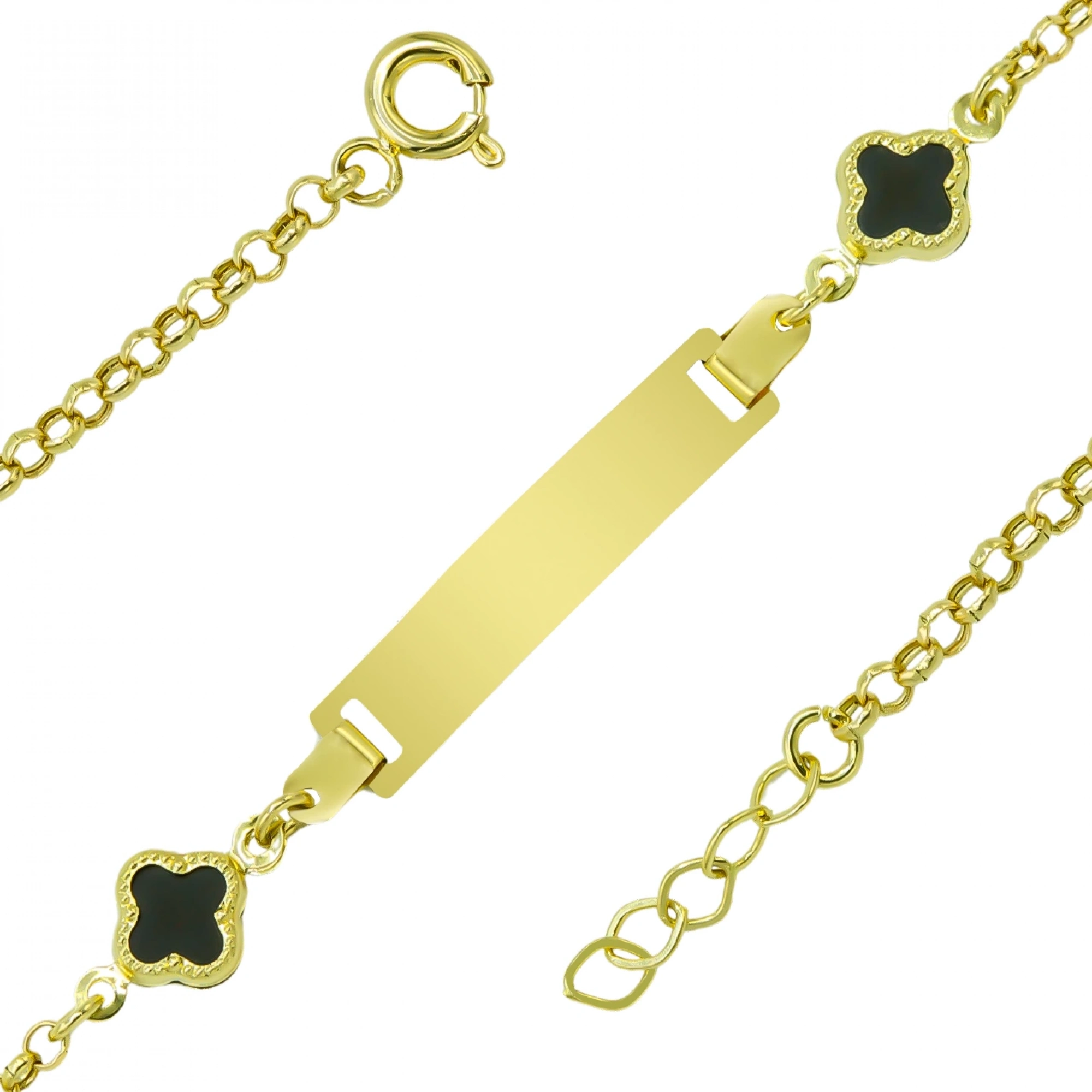 Siyah Yoncalı 14 Ayar Altın Bileklik