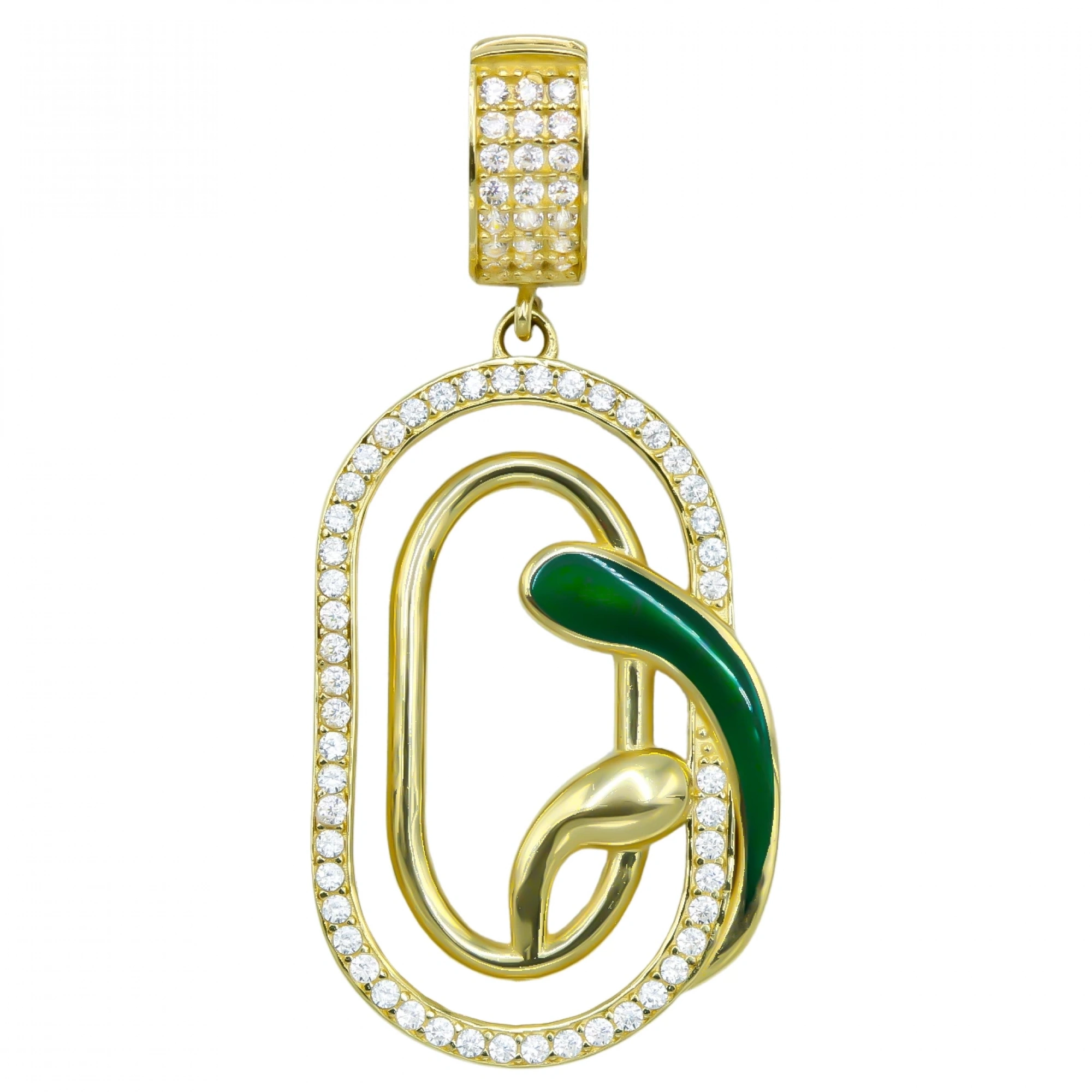 Snake Taşlı 14 Ayar Altın Kolye Ucu