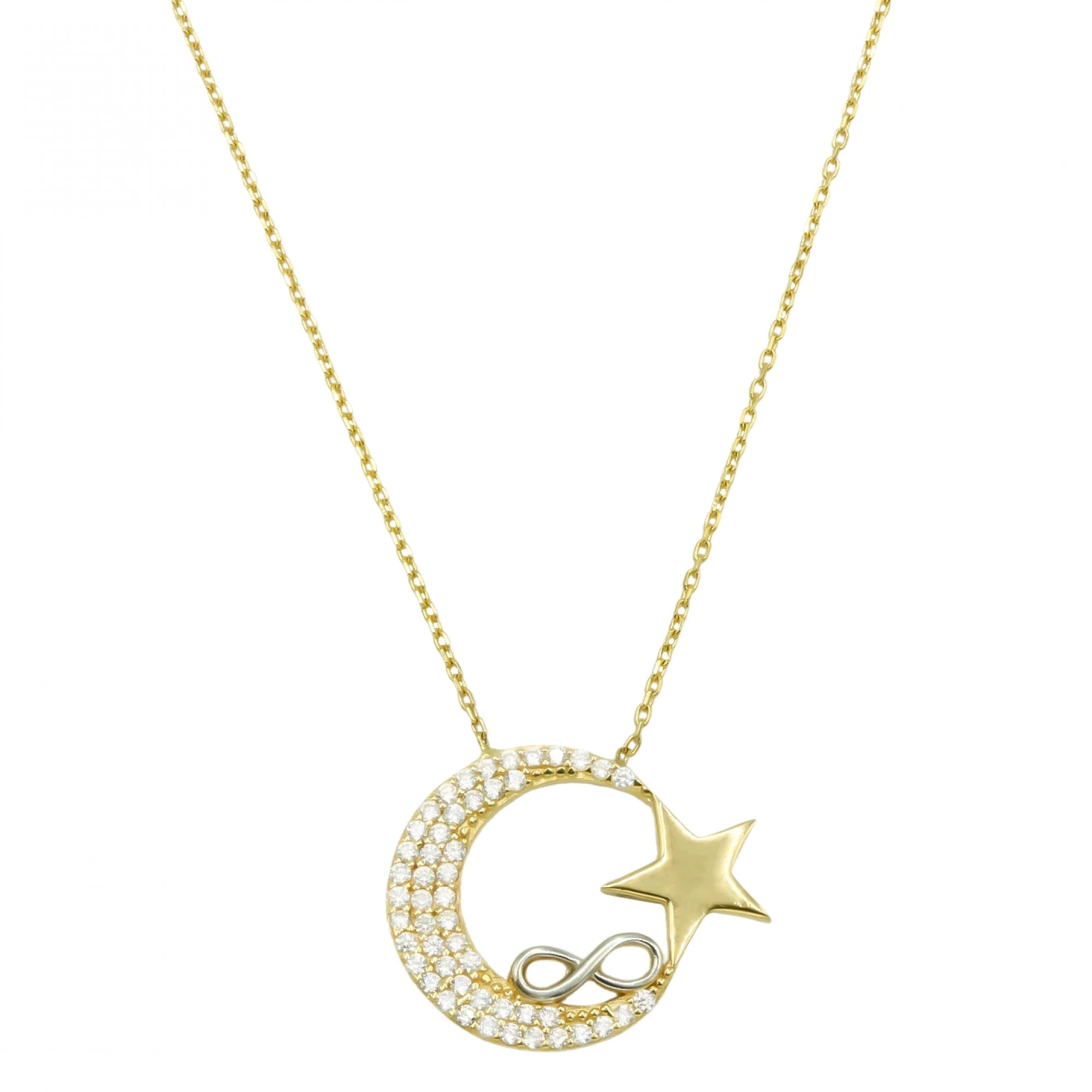 Sonsuzluk Ayyıldız 14 Ayar Altın Kolye