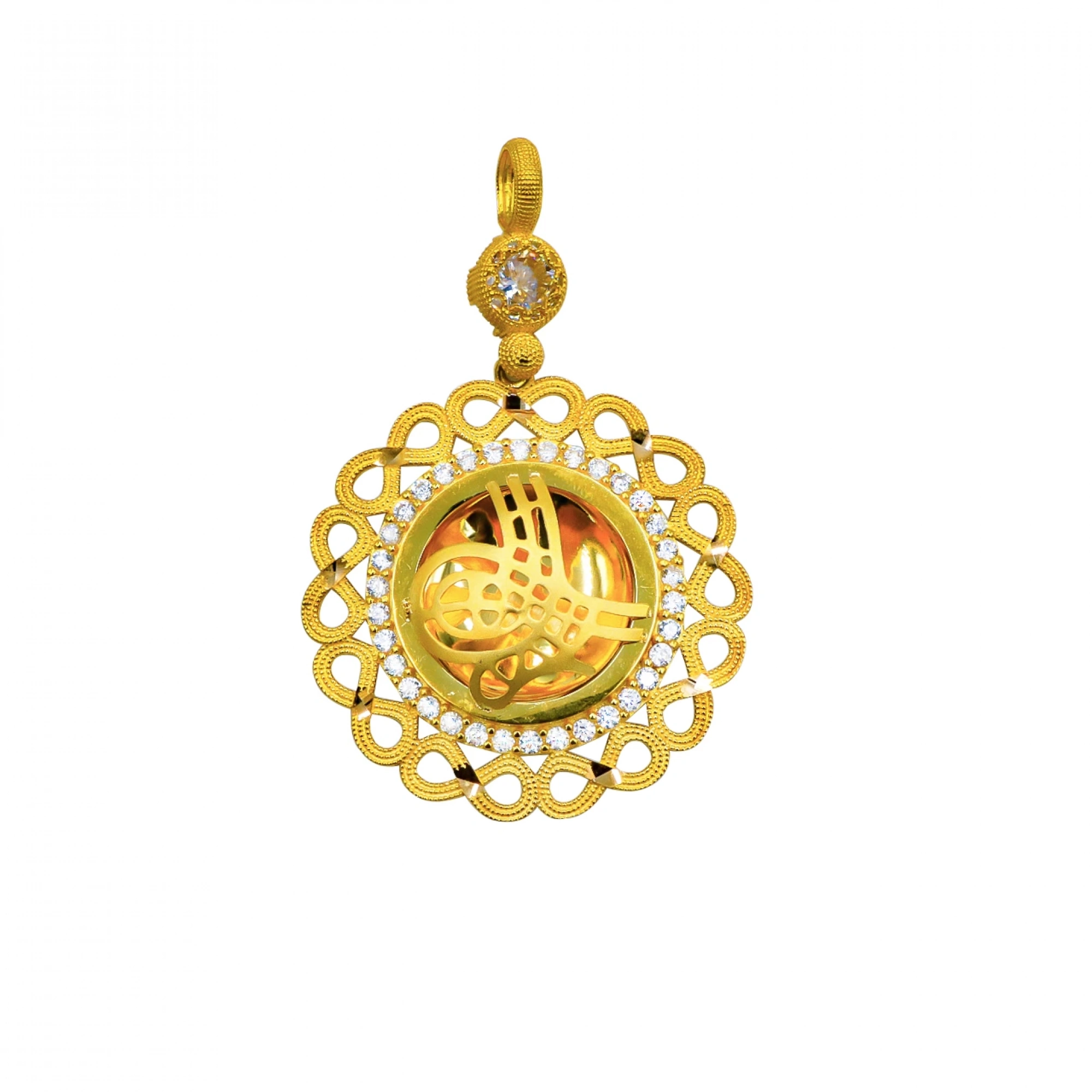 Sonsuzluk Desenli 8 Ayar Altın Tuğra Kolye Ucu