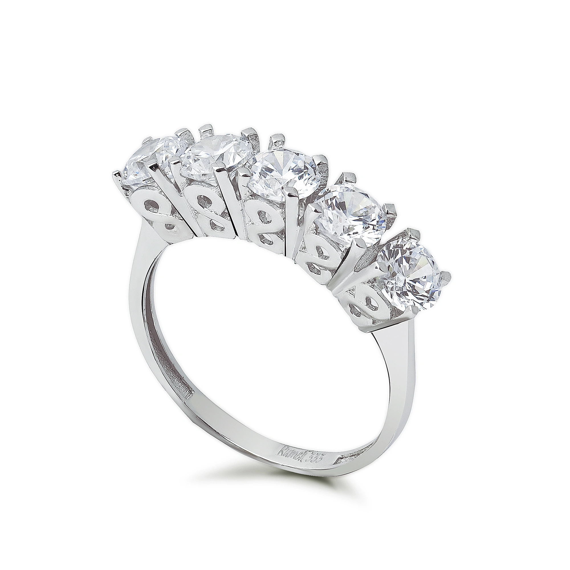 Sonsuzluk Motifli Beştaş 8 Ayar Altın Yüzük