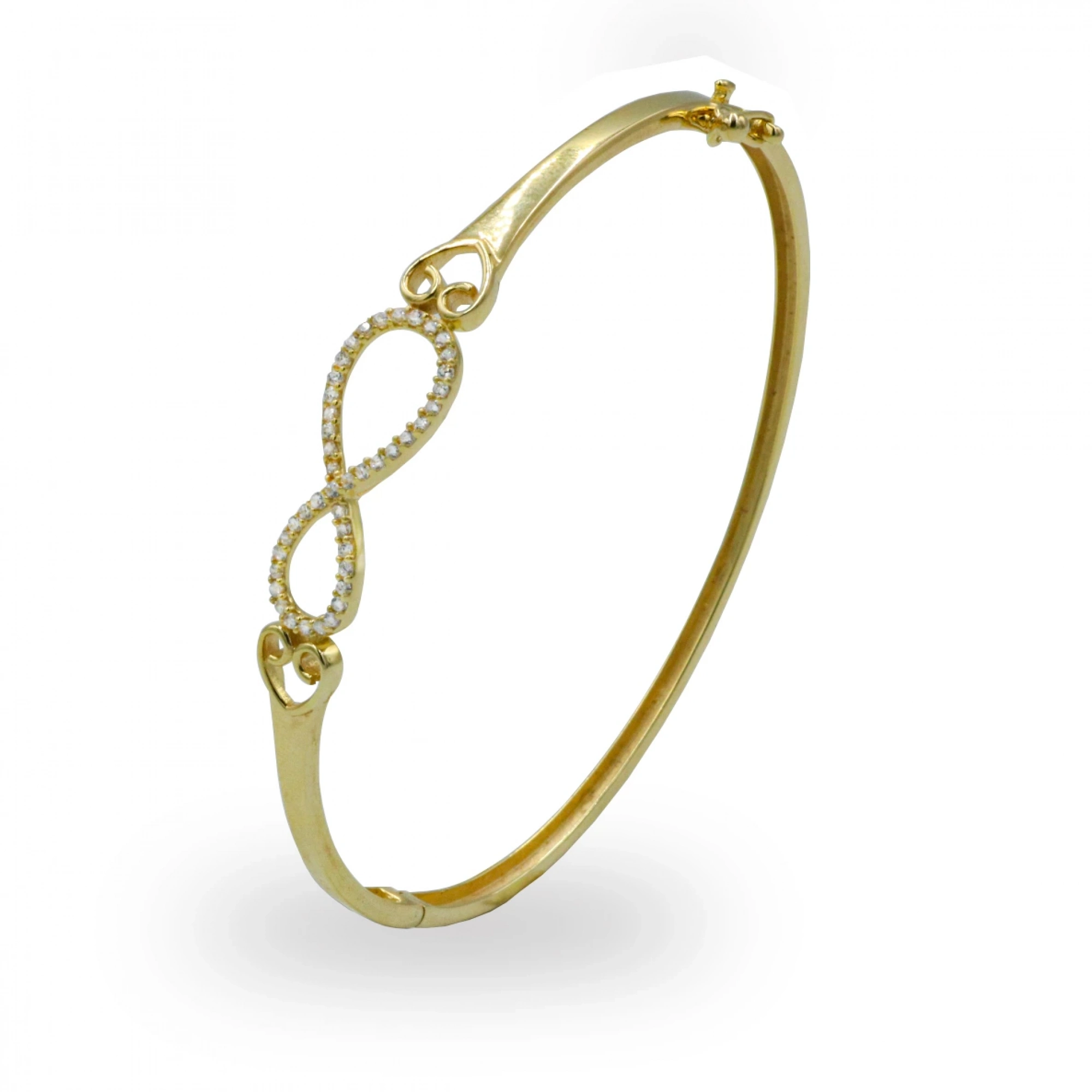 Sonsuzluk Taşlı 8 Ayar Kelepçe Bilezik