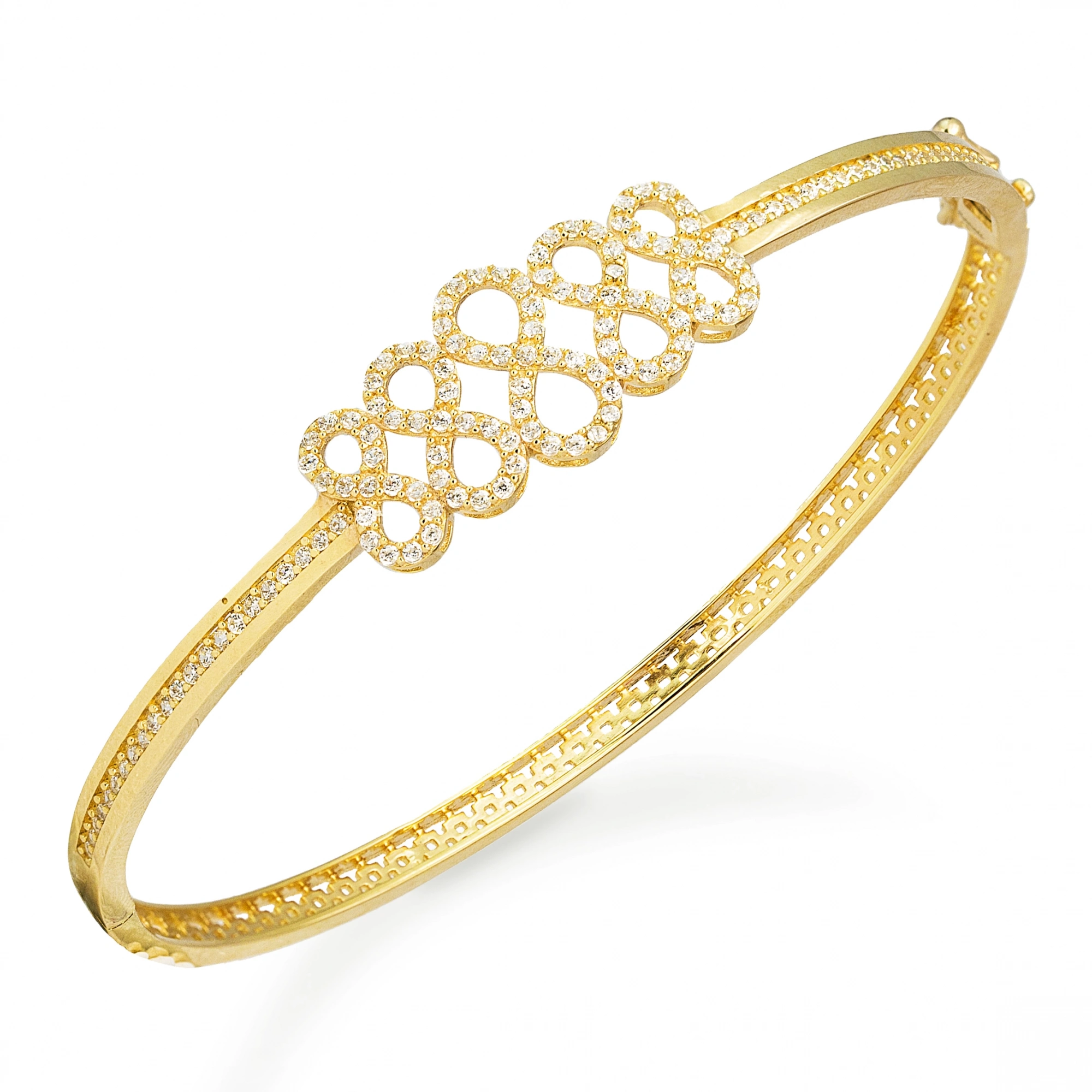 Sonsuzluk Taşlı 8 Ayar Kelepçe Bilezik