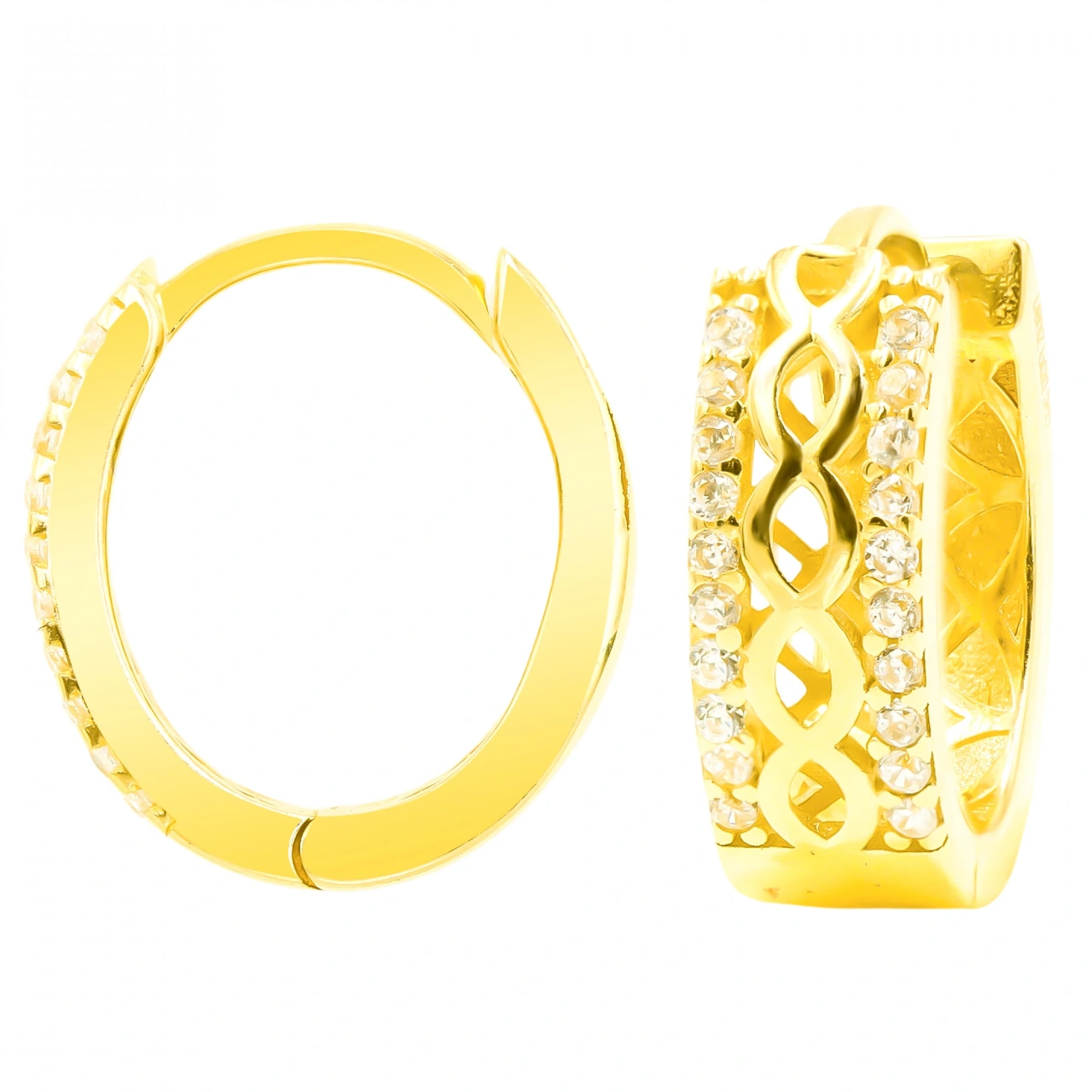 Sarmal Taşlı 14 Ayar Altın Küpe