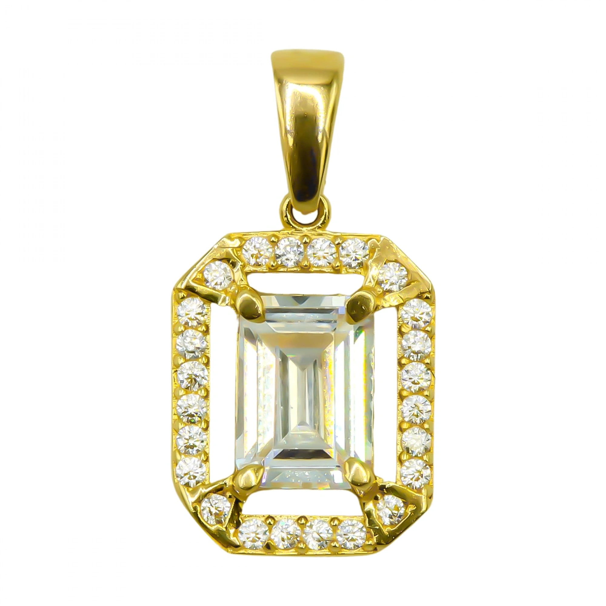 Taşlı Baget 8 Ayar Altın Kolye Ucu