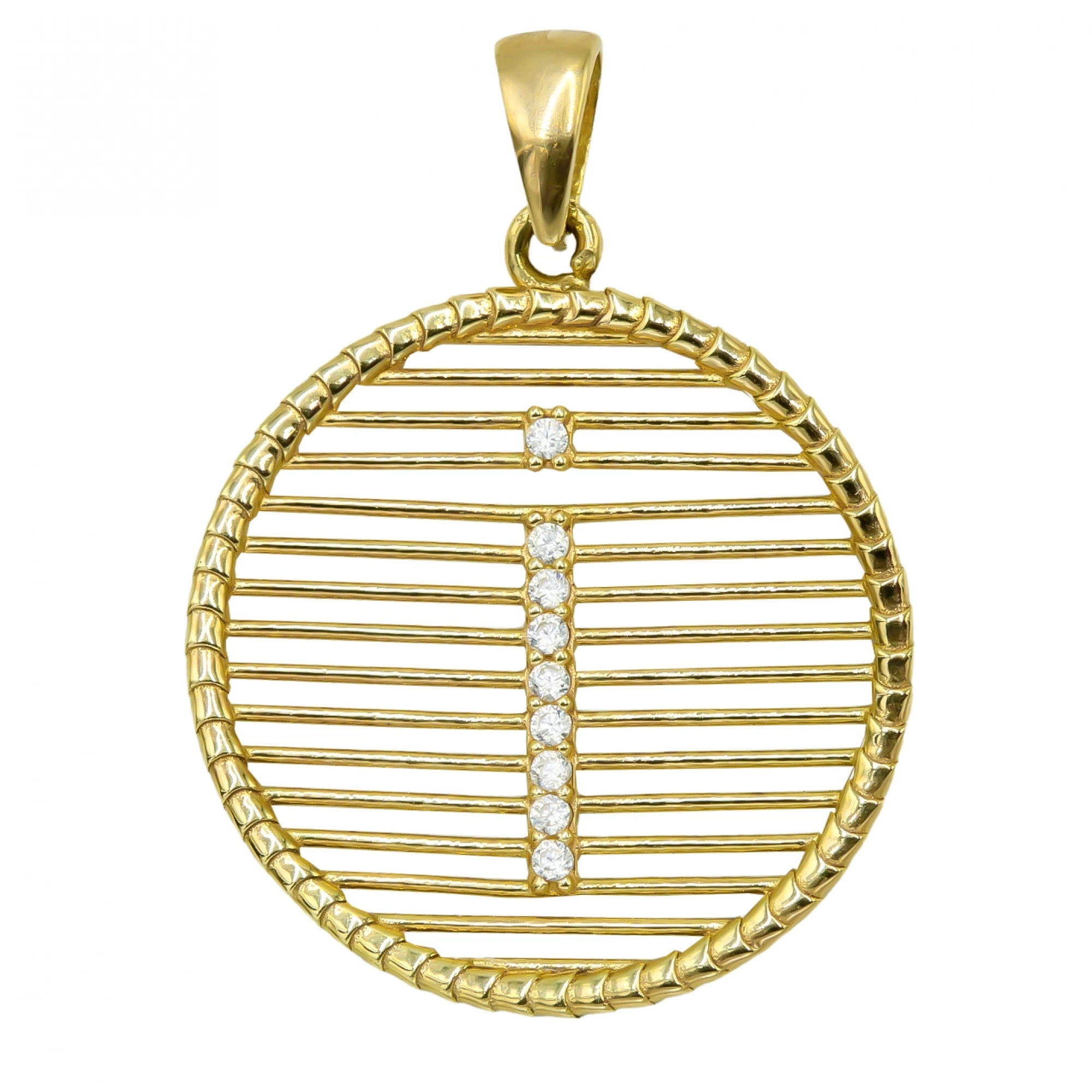 Taşlı İ Harfi 8 Ayar Kolye Ucu