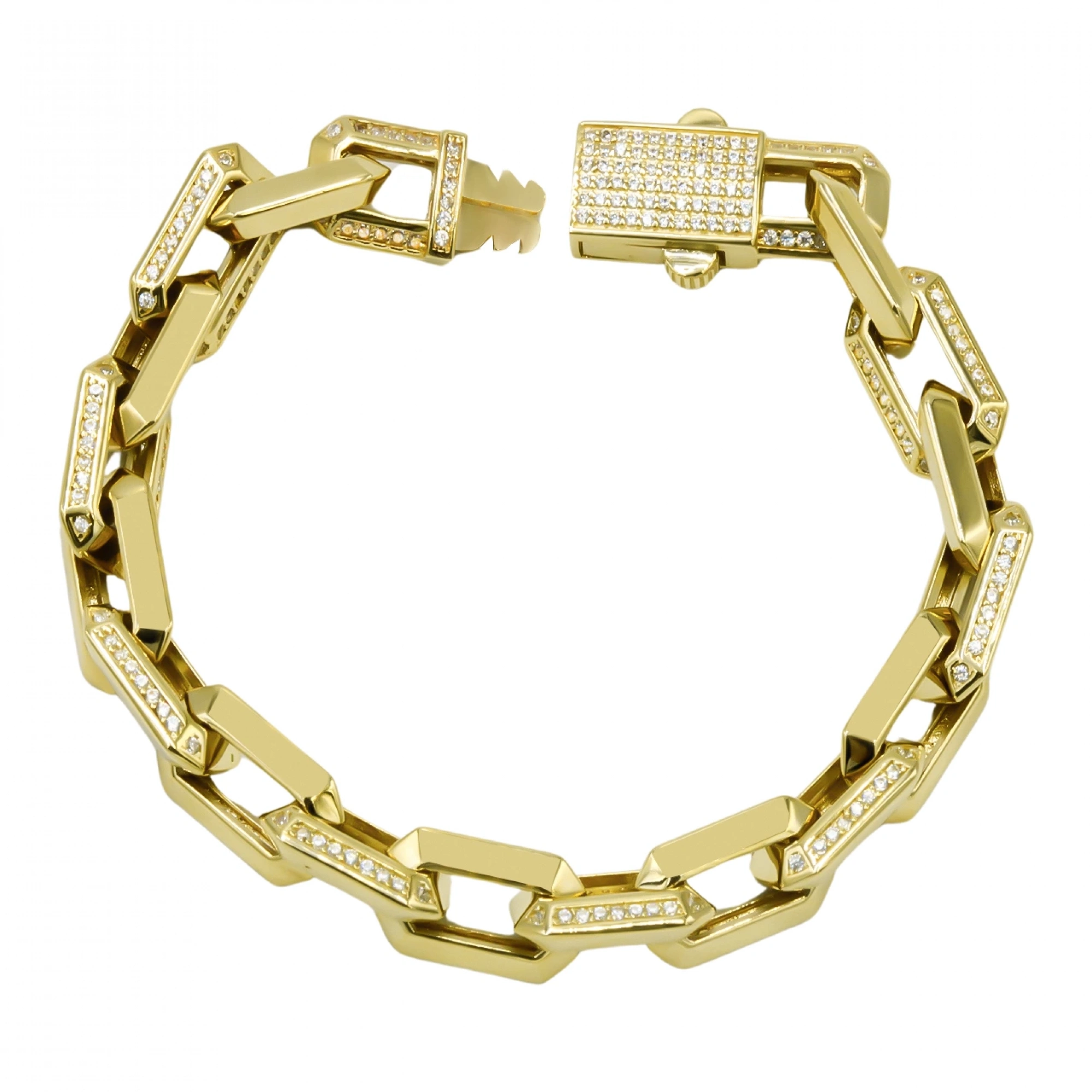 Taşlı İtalyan Gurmet 14 Ayar Altın Bileklik