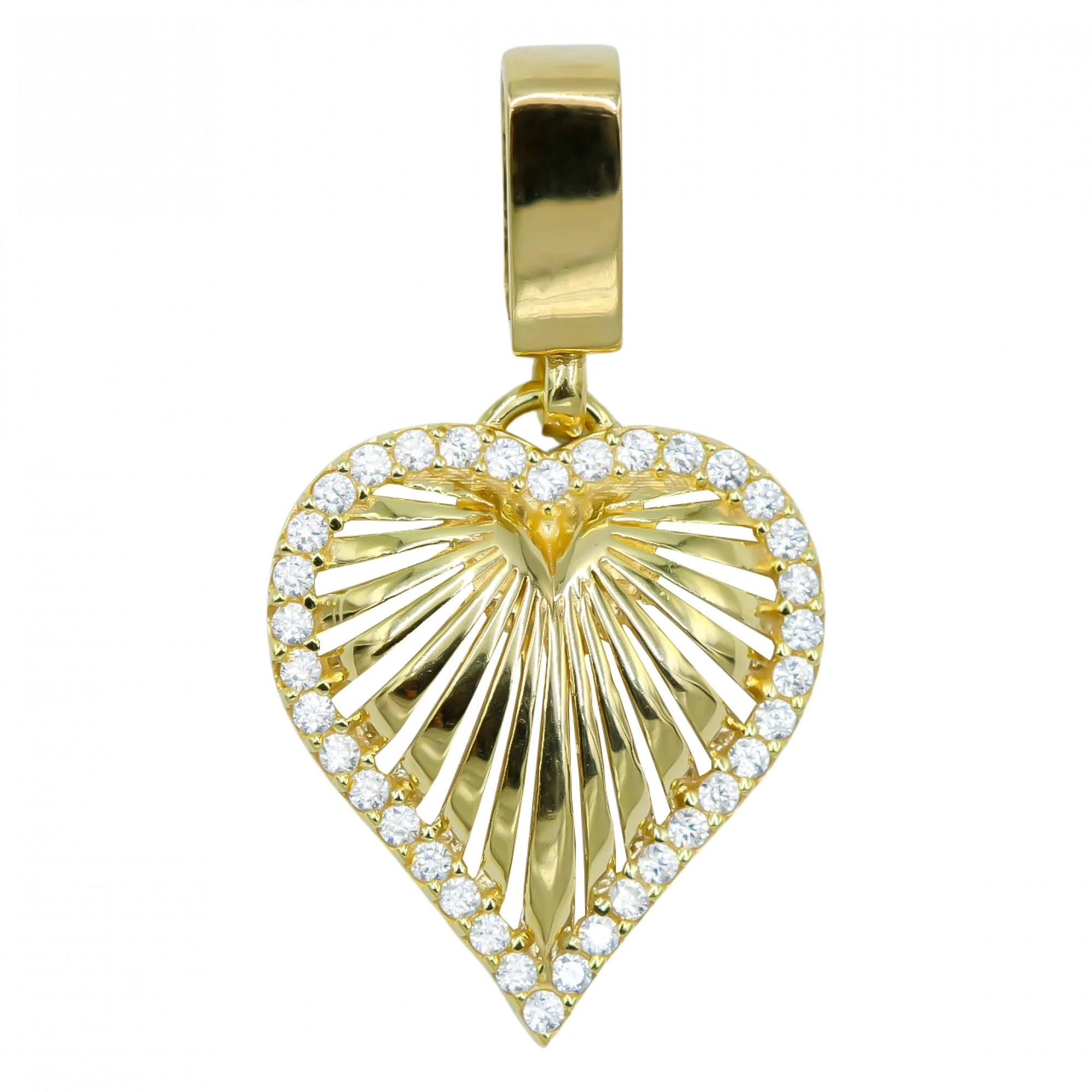 Taşlı Kalp 8 Ayar Altın Kolye Ucu