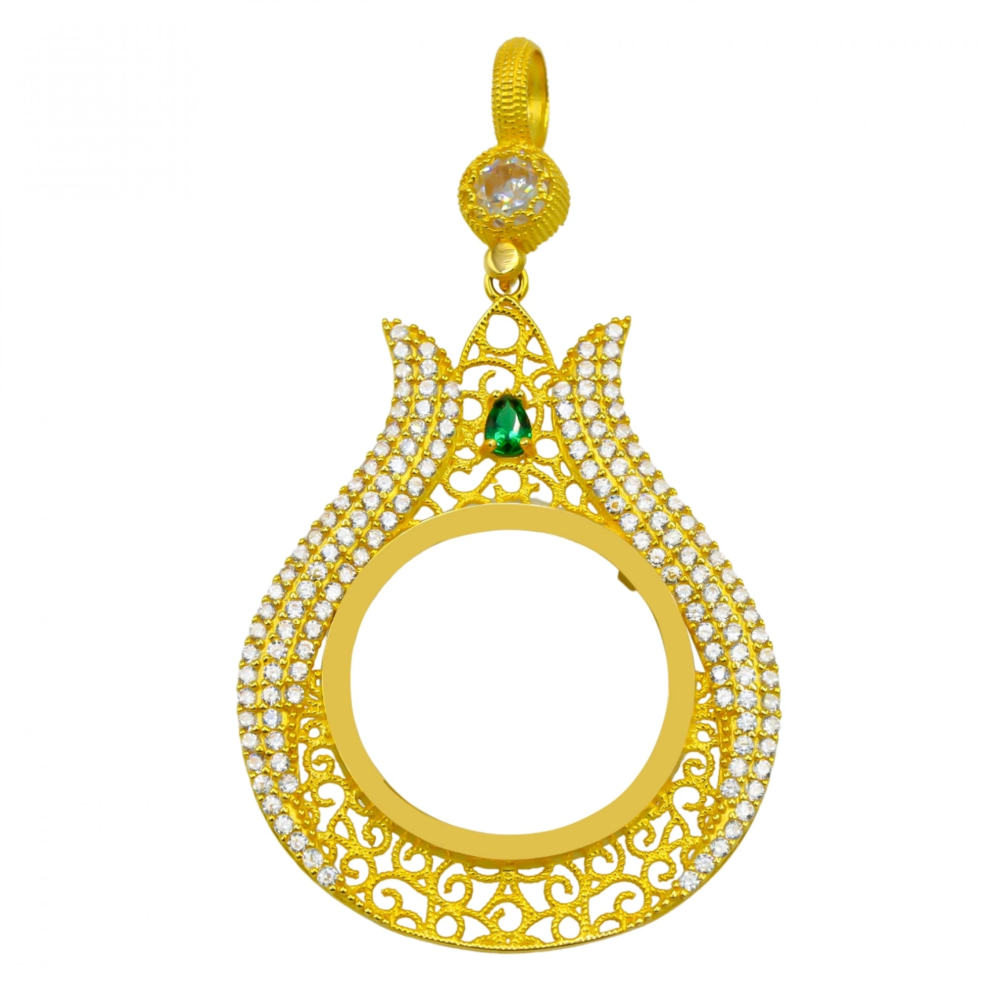 Taşlı Lale Model 14 Ayar Yarım Altın Çerçeve