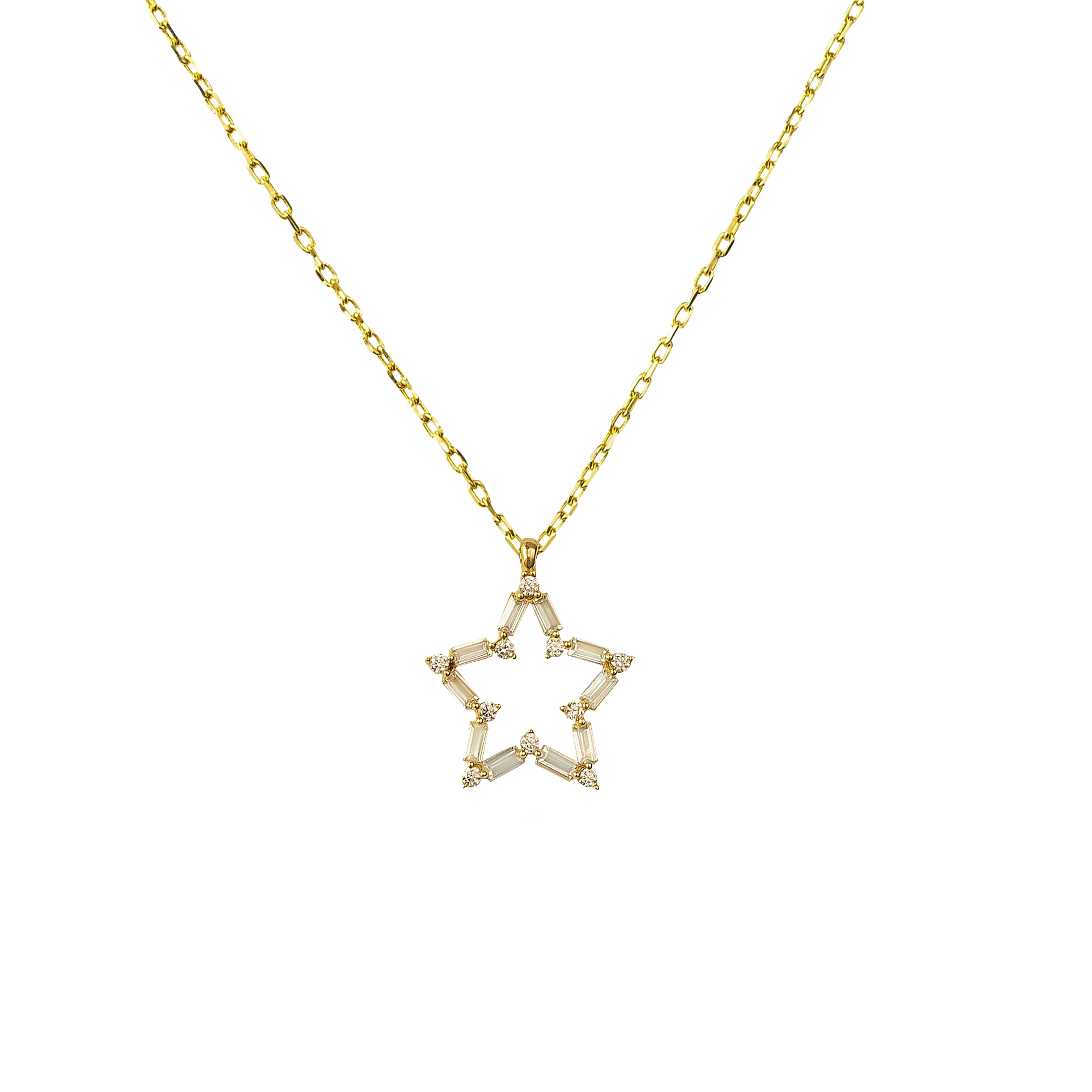 Taşlı Yıldız 8 Ayar Altın Kolye