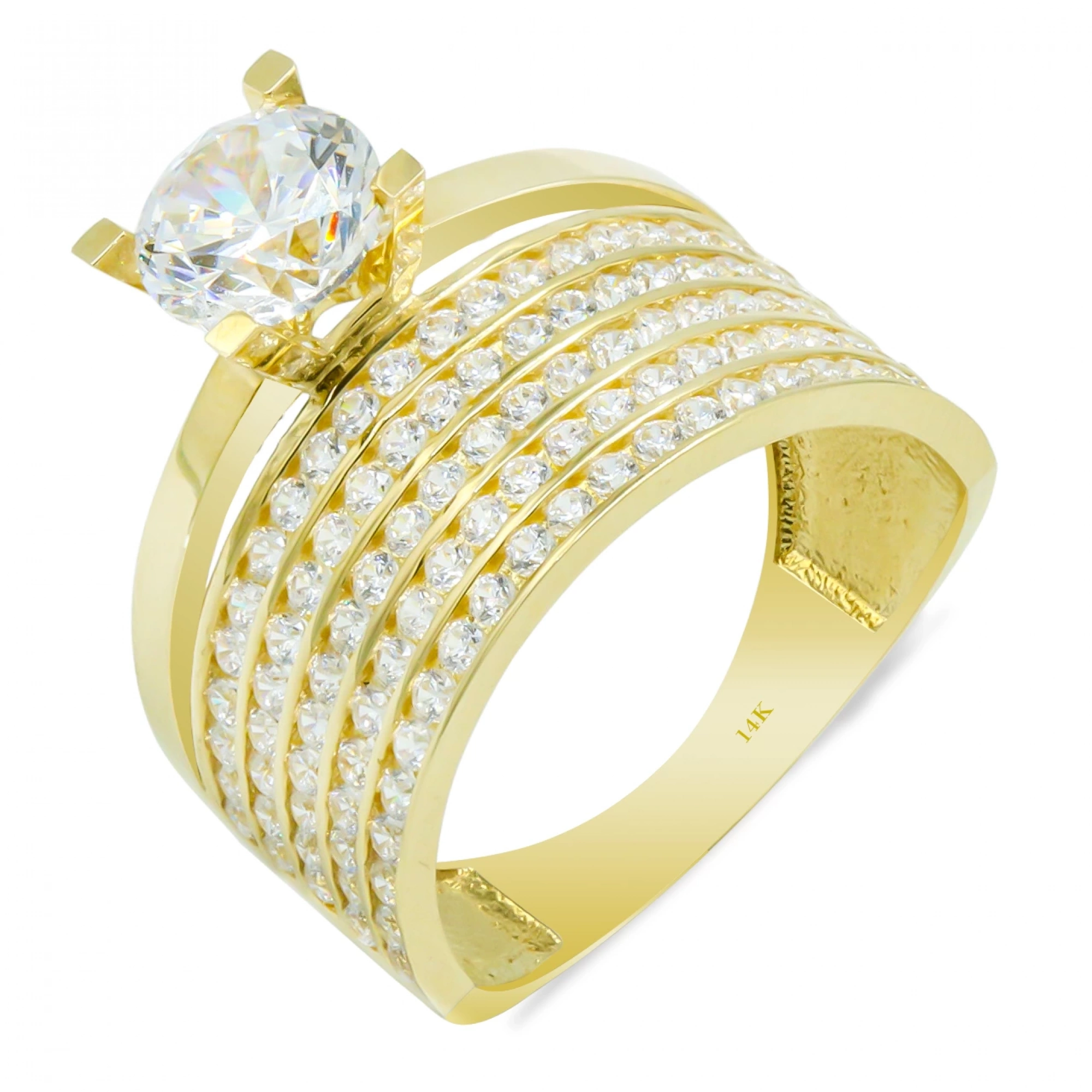 Tektaş 5 Sıra Alyanslı 14 Ayar Altın Yüzük