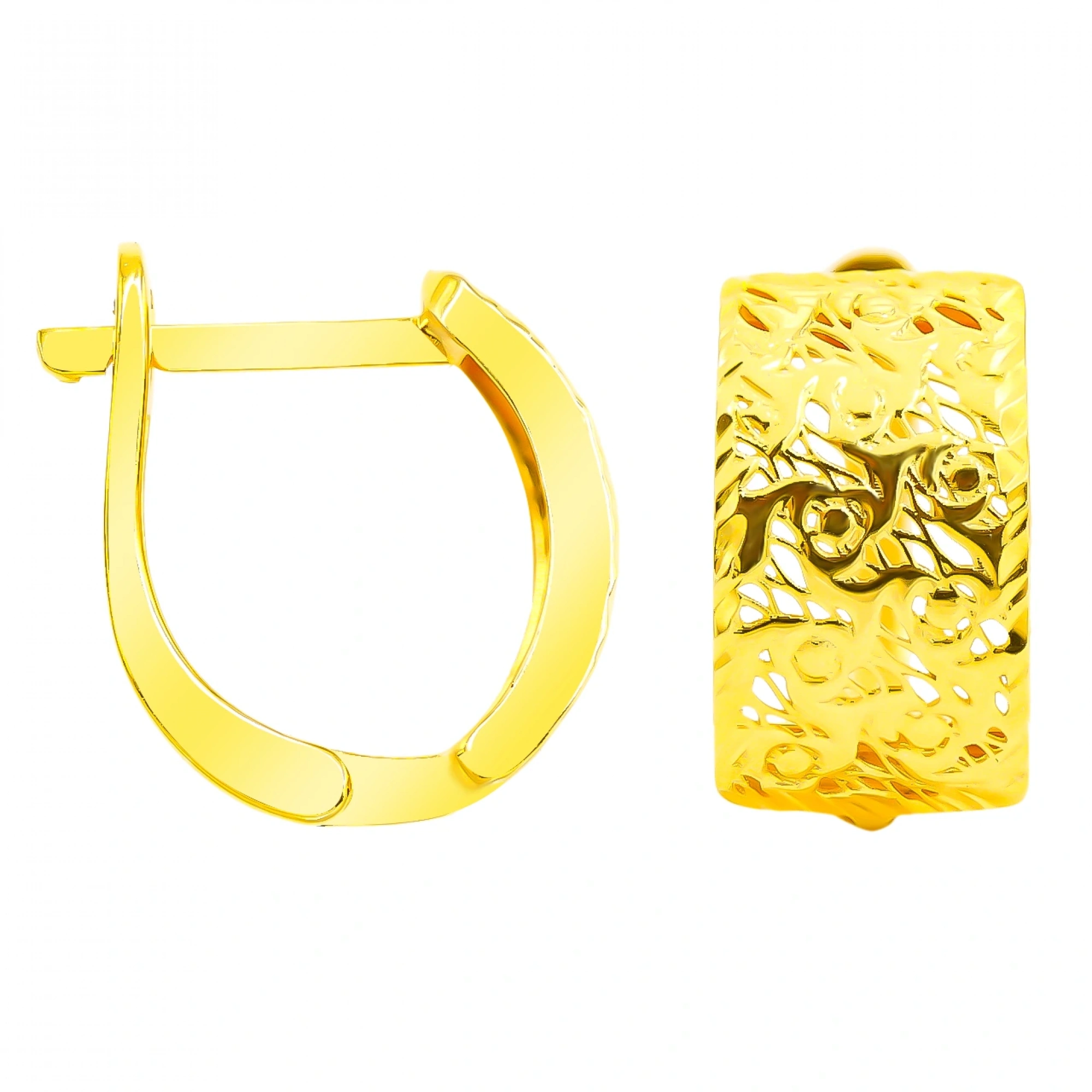 Kare 14 Ayar Klipsli Altın Küpe