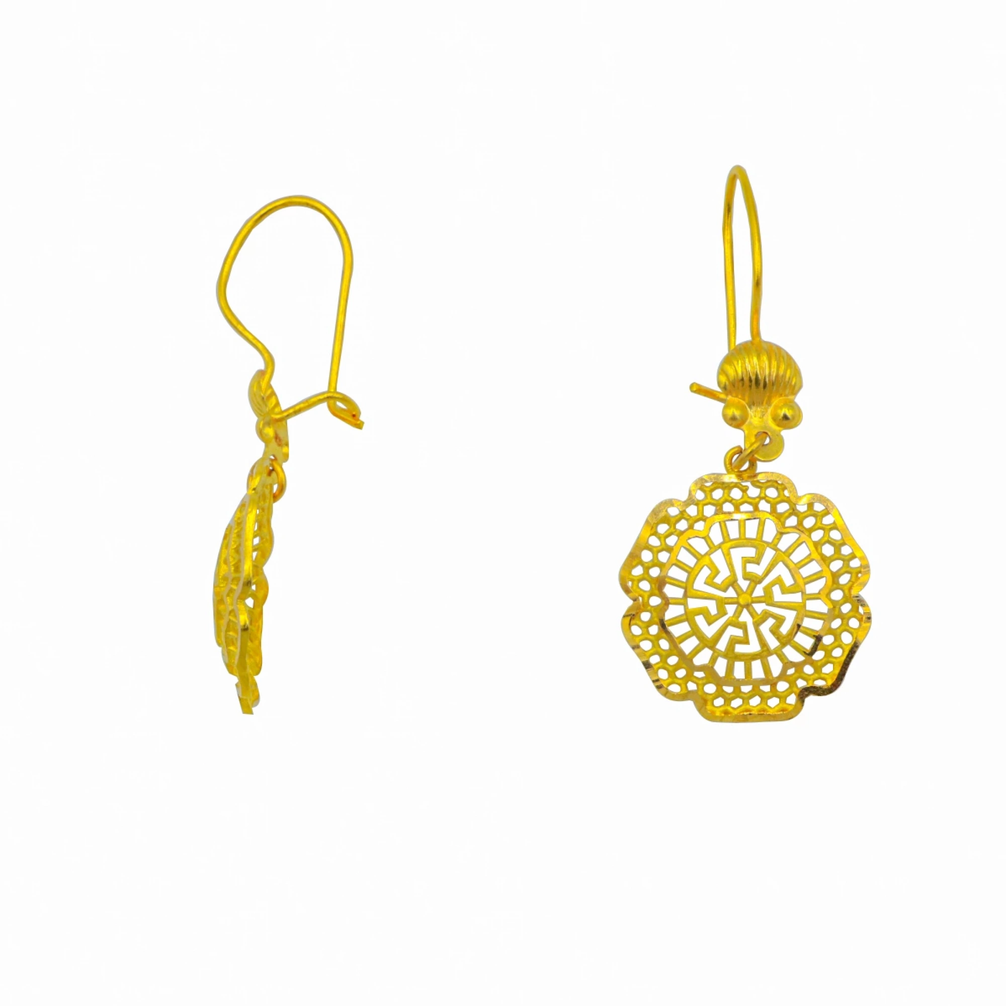 Telkari Desen 22 Ayar Sallantılı Altın Küpe