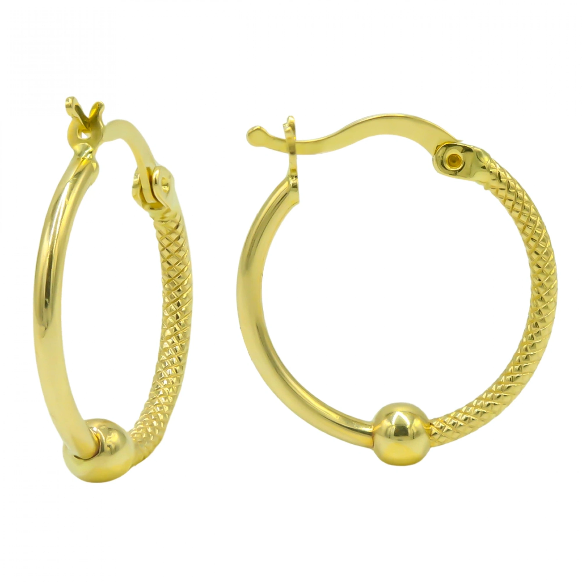 Tokalı 14 Ayar Halka Altın Küpe