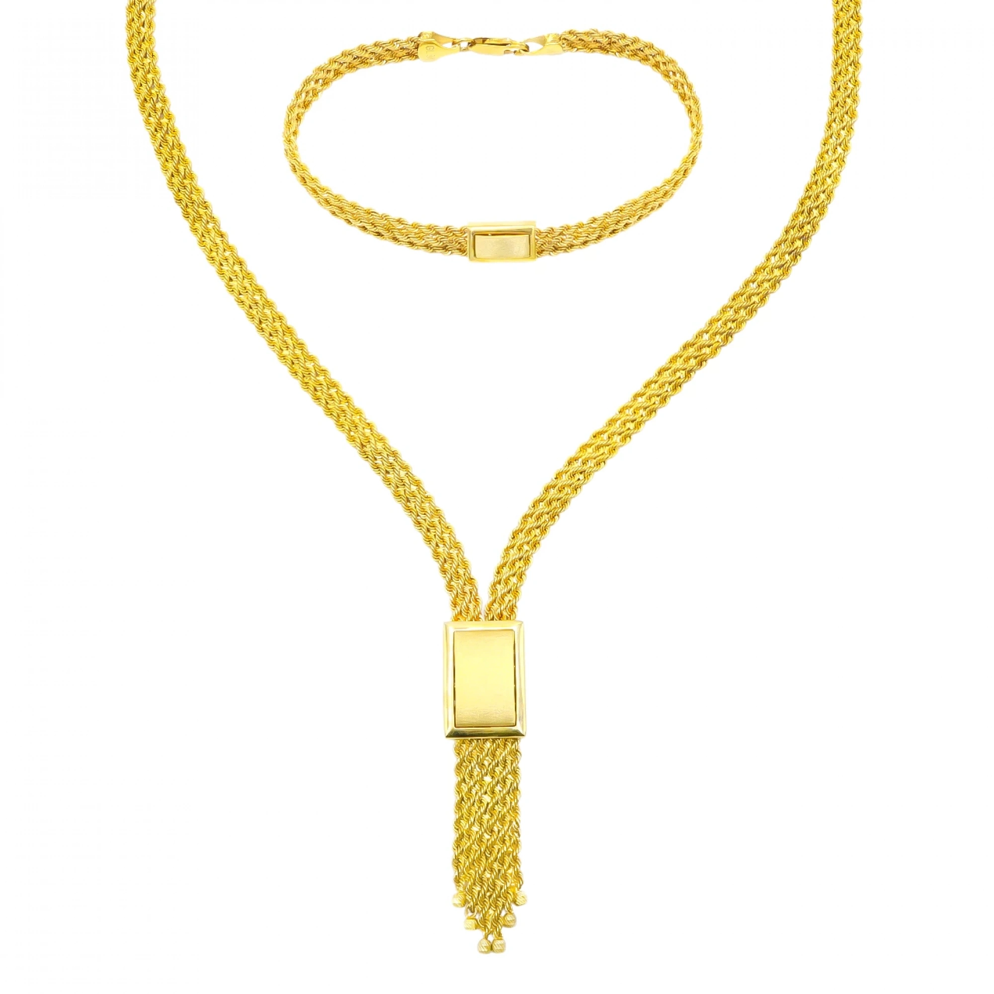 Tokalı Örgü 8 Ayar İkili Altın Set