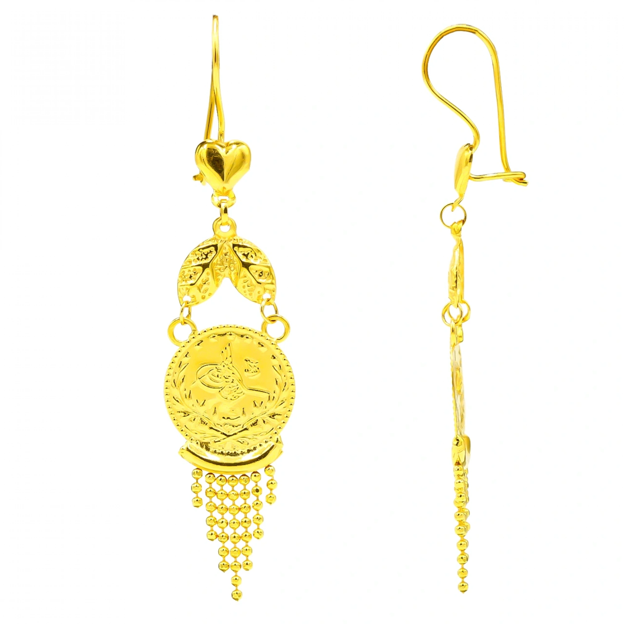 Reşat Baskılı Sallantılı 22 Ayar Altın Küpe