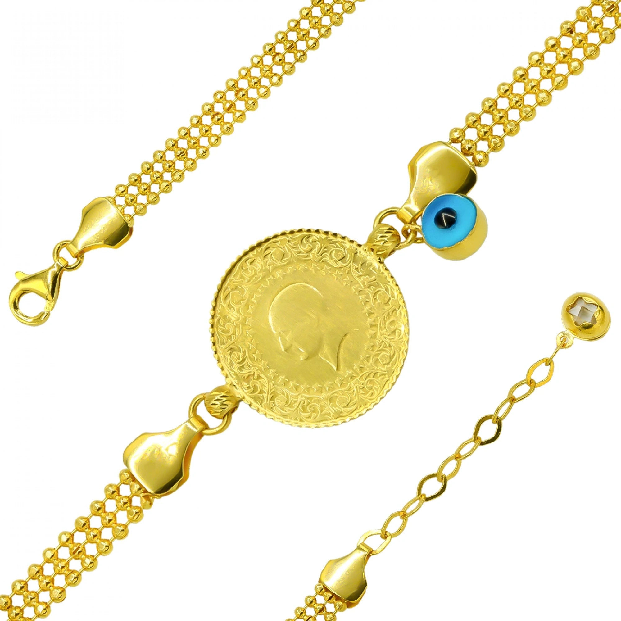 Top Sıralı 14 Ayar Çeyrekli Bileklik