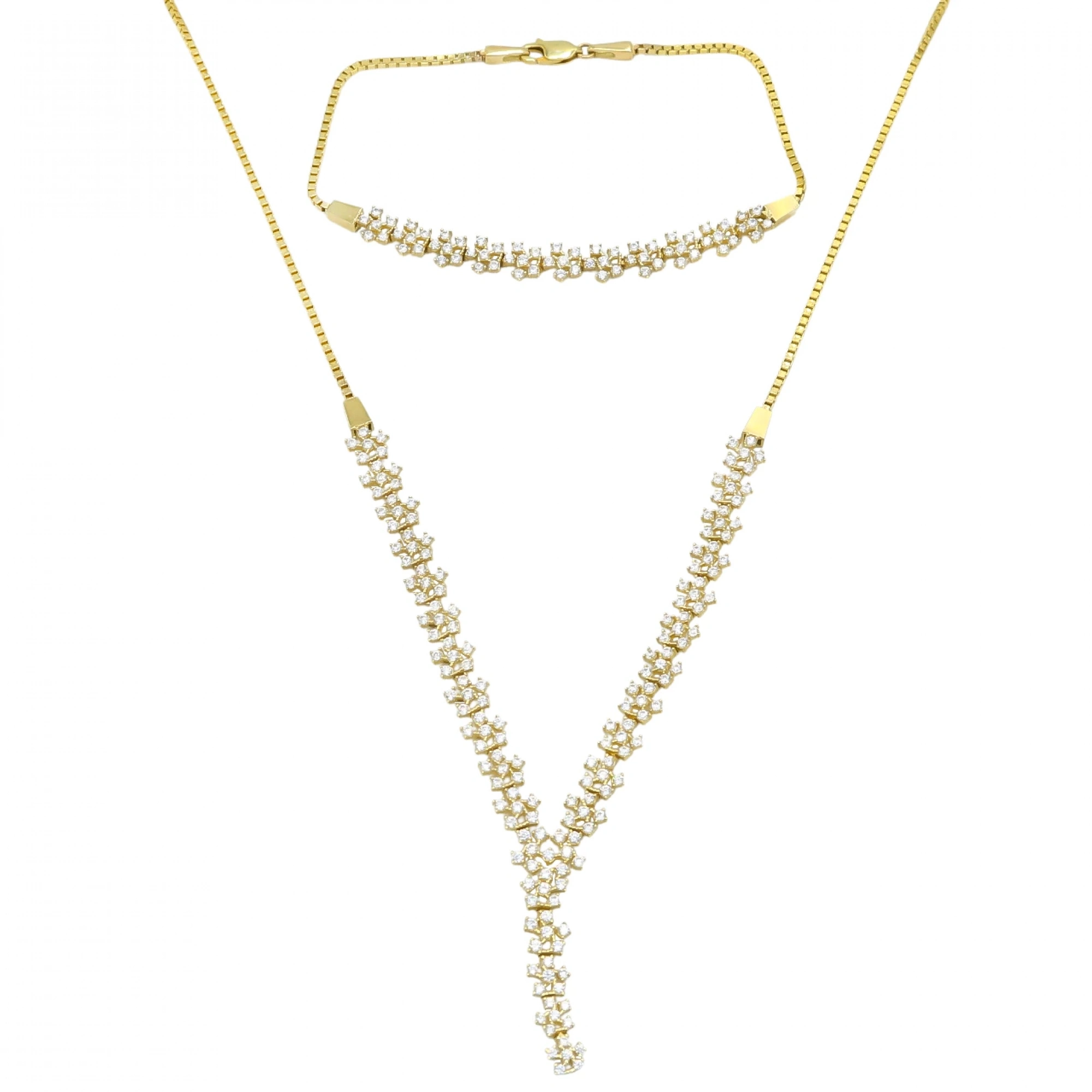 Trend Desenli 14 Ayar 2li Altın Set