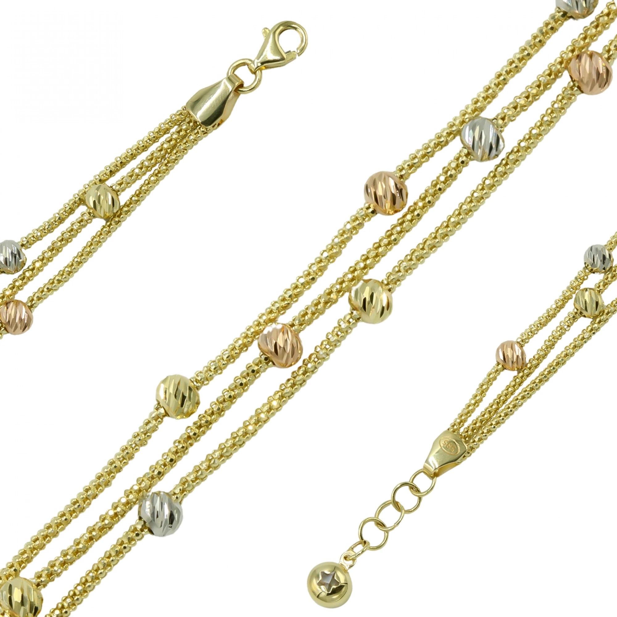 Üç Sıra Dorika Zincir 14 Ayar Altın Bileklik