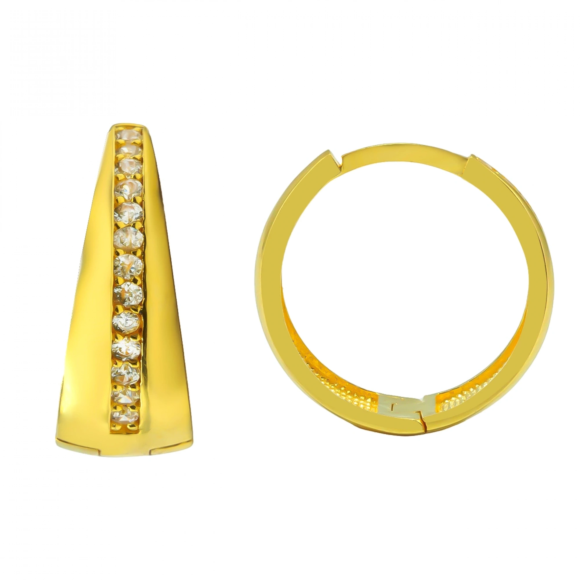 Üçgen Taşlı 22 Ayar Halka Altın Küpe