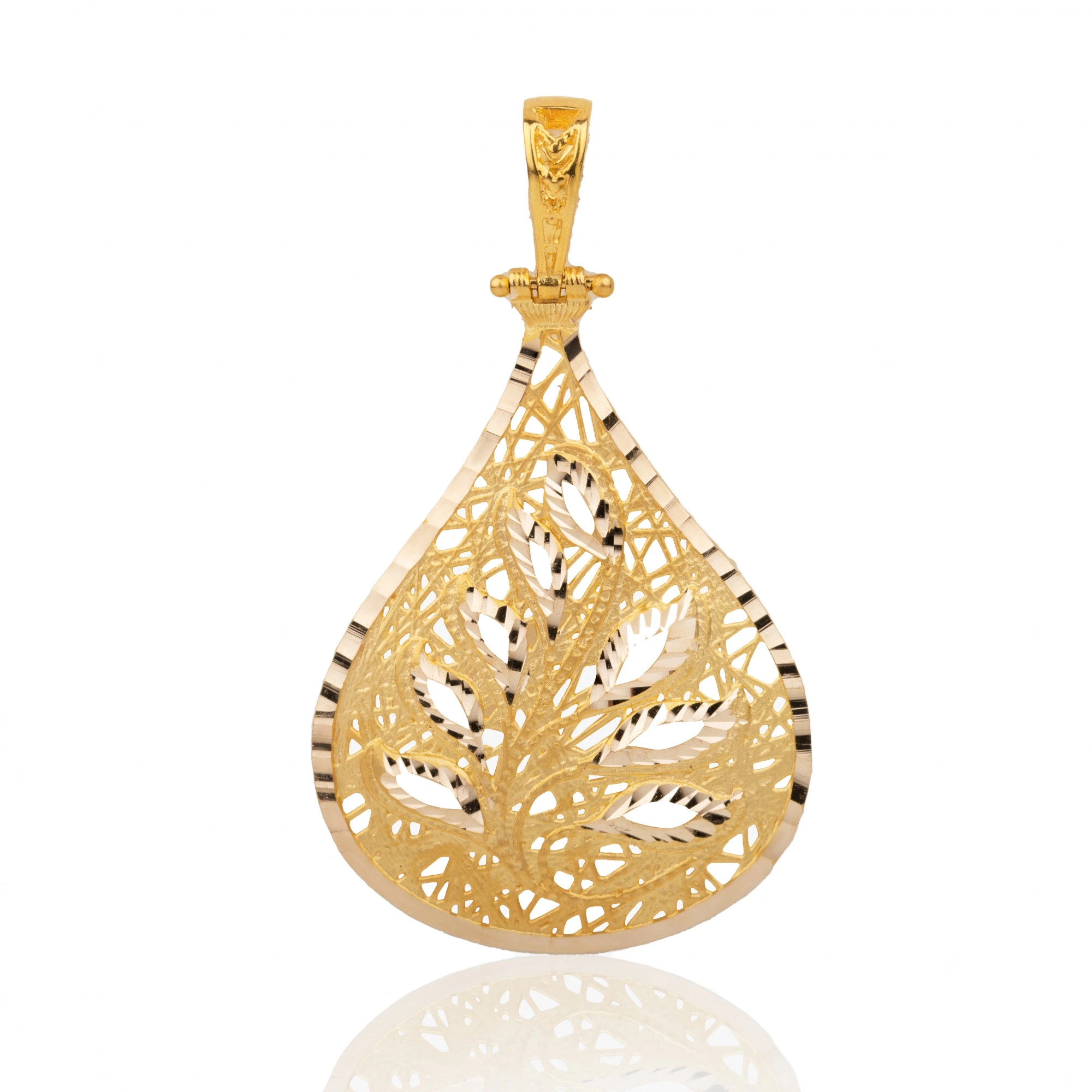 Yaprak Desenli 14 Ayar Altın Kolye Ucu