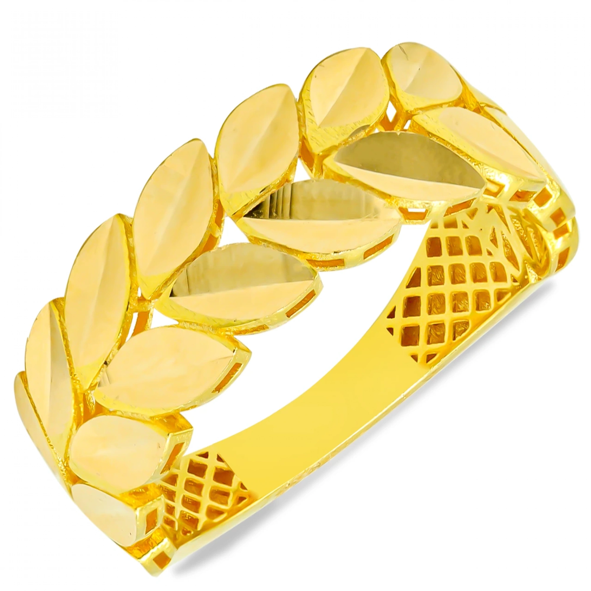 Yaprak Desenli 22 Ayar Altın Yüzük