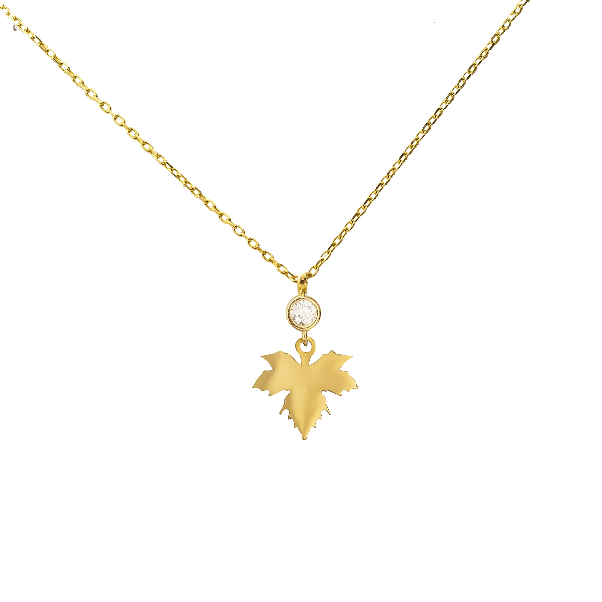 Yaprak Model 14 Ayar Altın Kolye