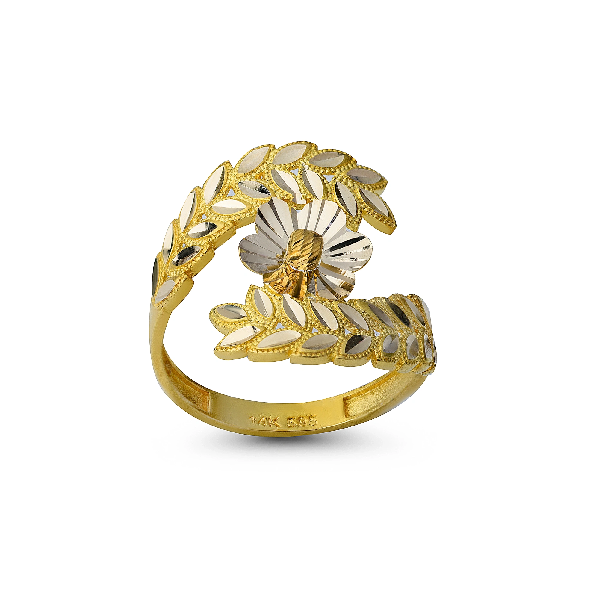 Yaprak Motifli 14 Ayar Altın Yüzük