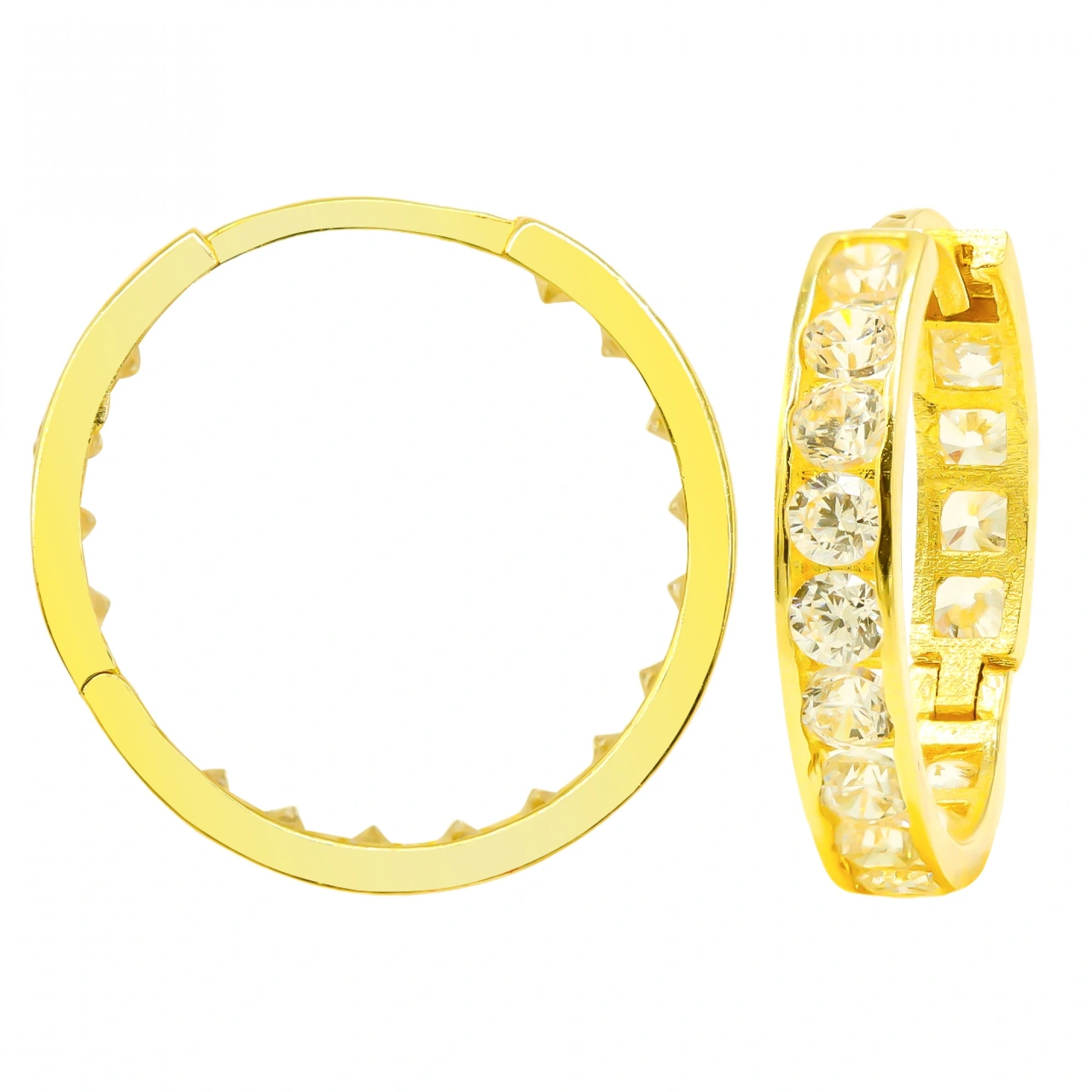 Tam Tur Taşlı 14 Ayar Altın Küpe