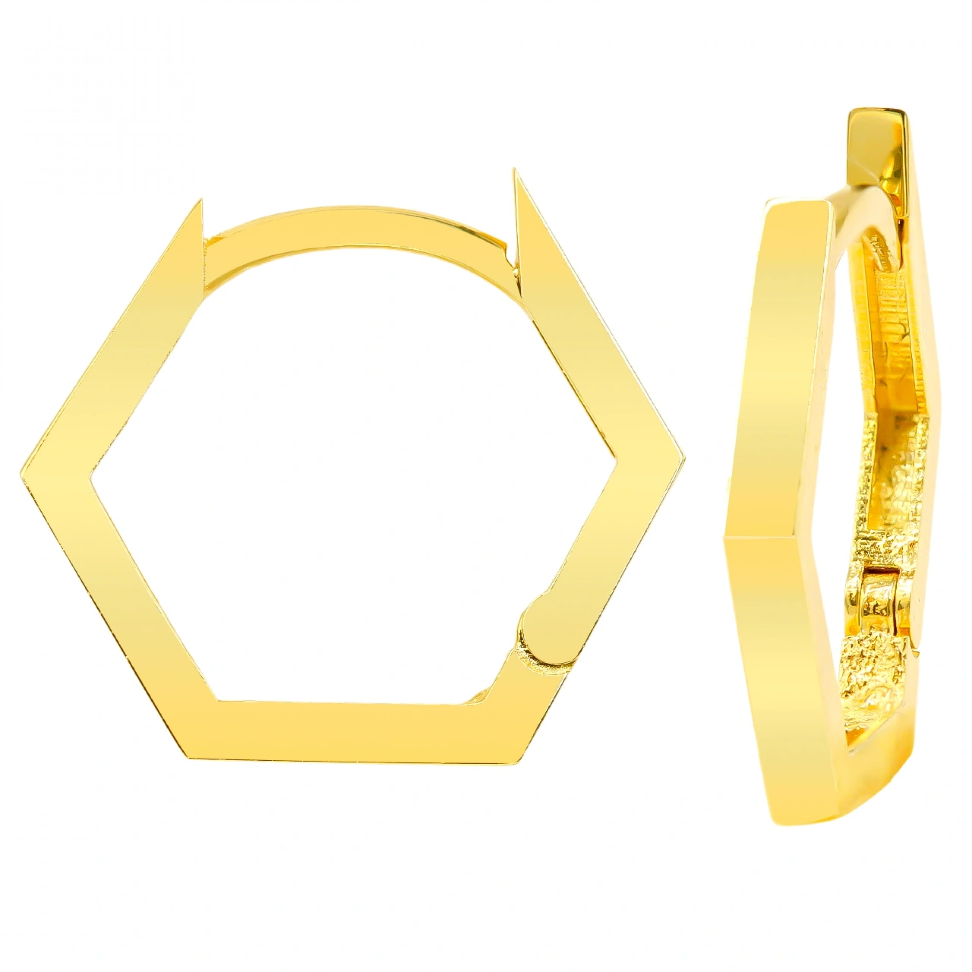 Beşgen 14 Ayar Altın Küpe