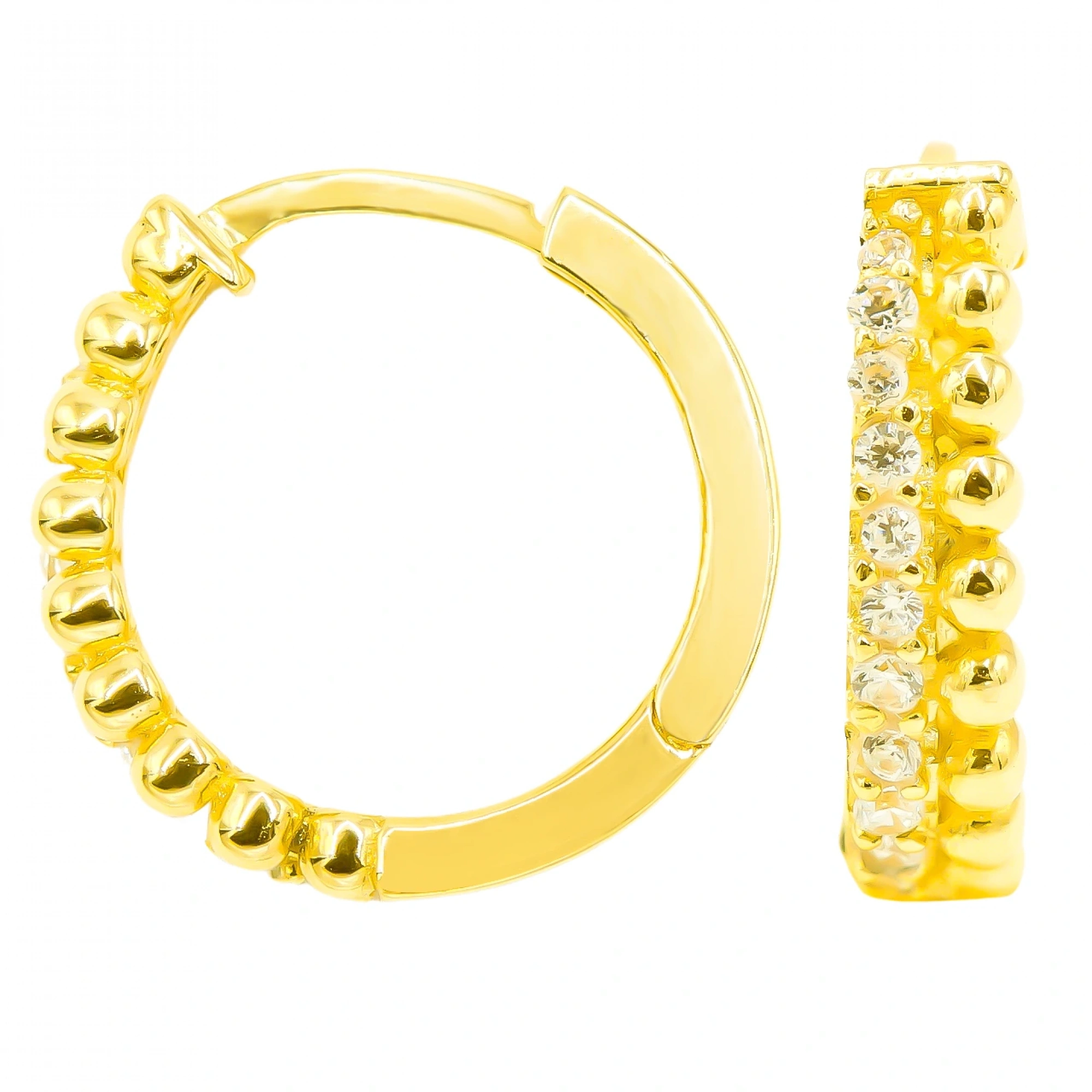 Yarım Tur Taşlı 14 Ayar Altın Küpe