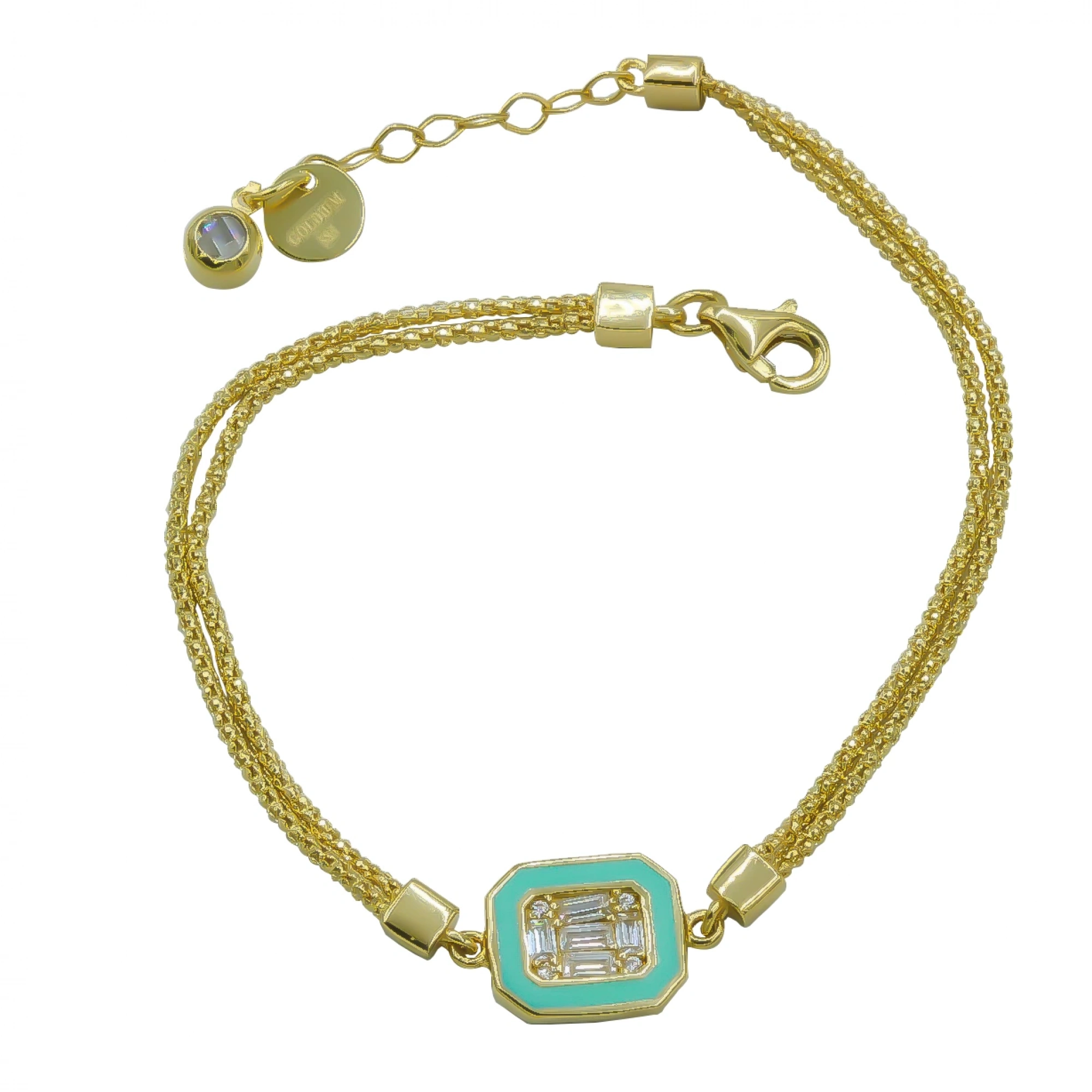 Yeşil Figürlü Baget 14 Ayar Altın Bileklik