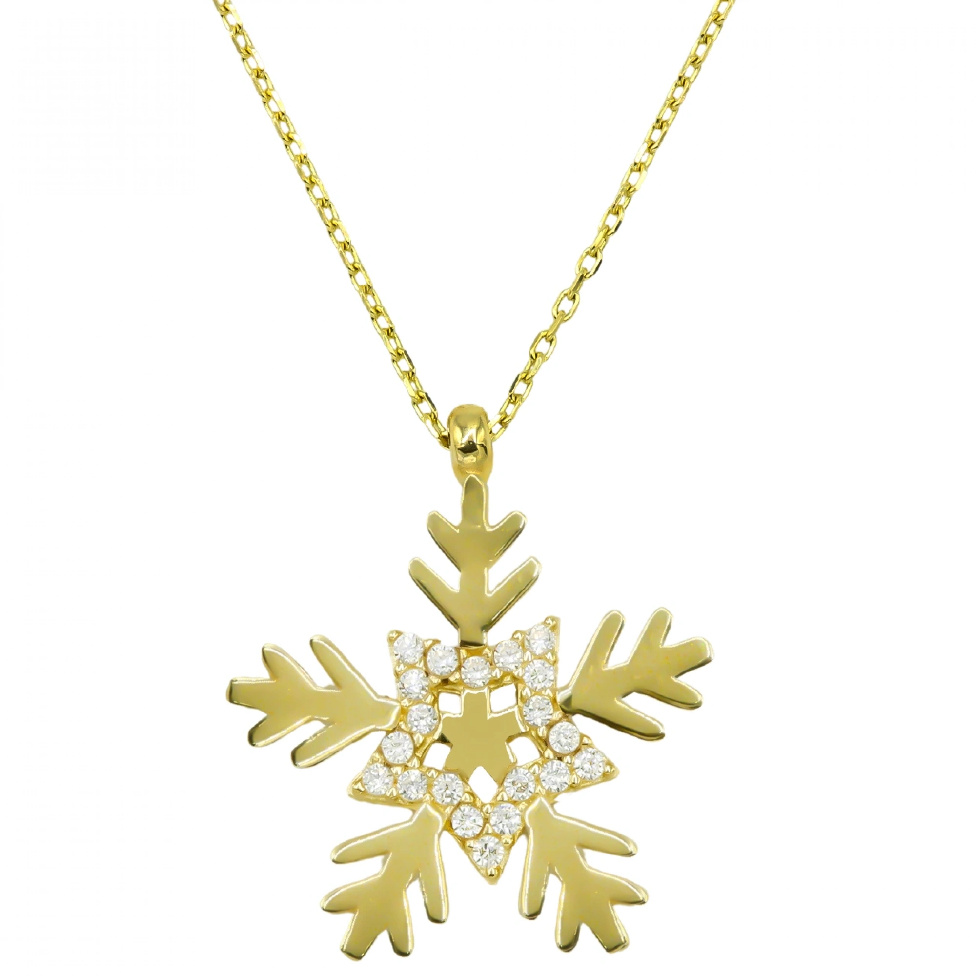 Yıldız Kar Tanesi 14 Ayar Altın Kolye