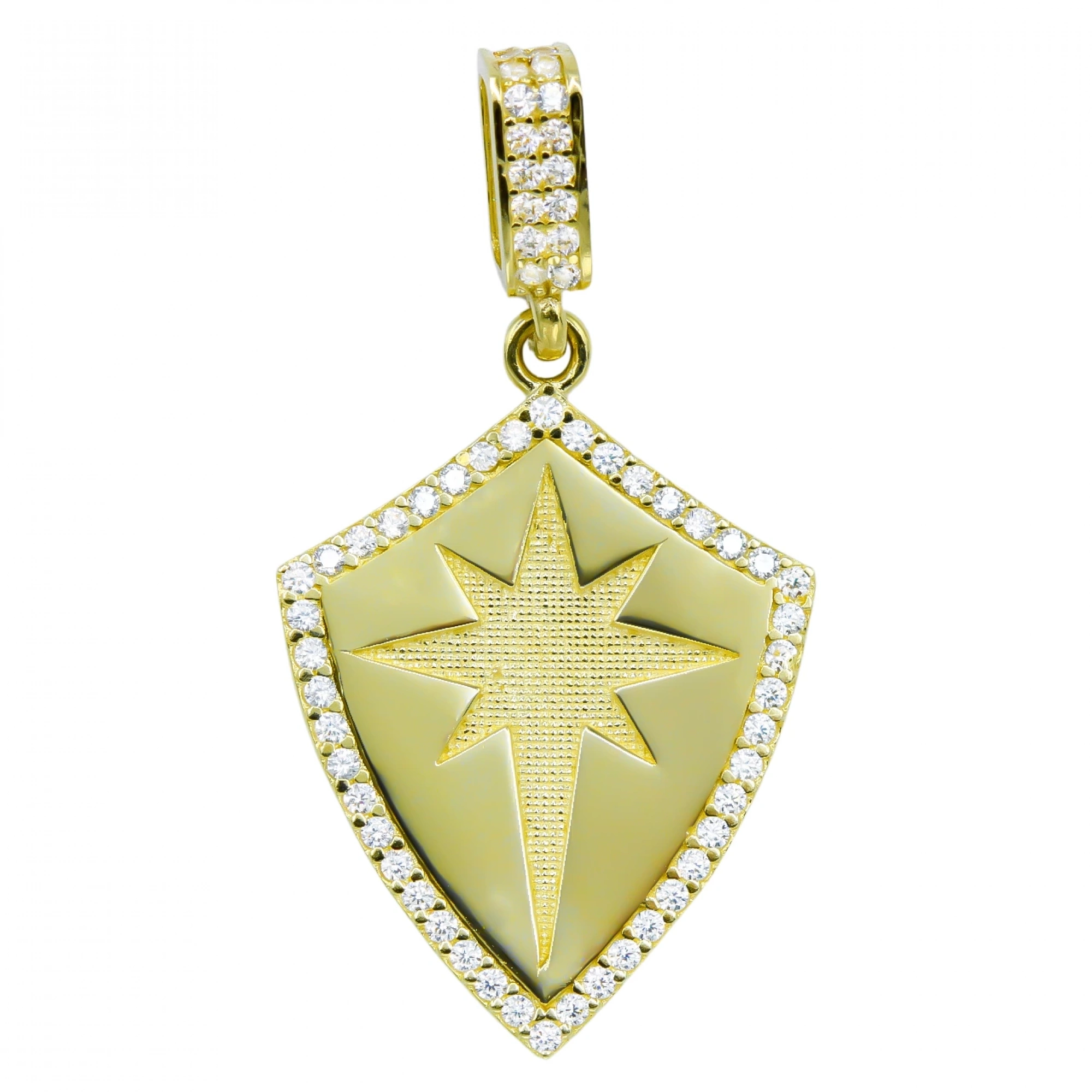 Yıldızlı Kalkan 14 Ayar Altın Kolye Ucu