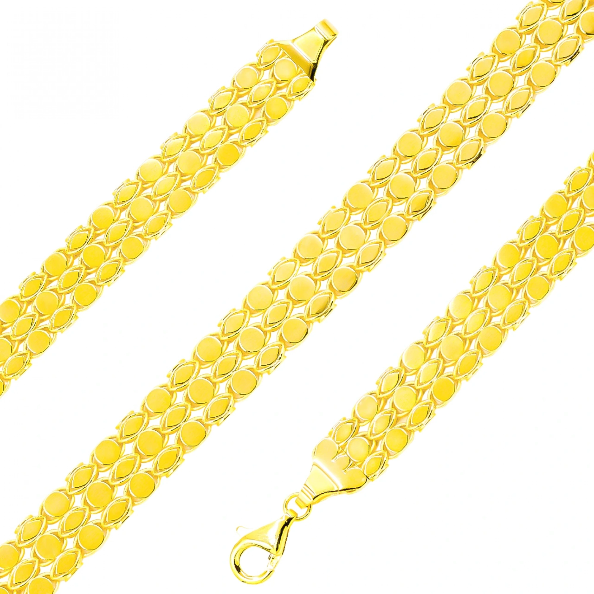 3 Sıralı Pullu 14 Ayar Altın Bileklik