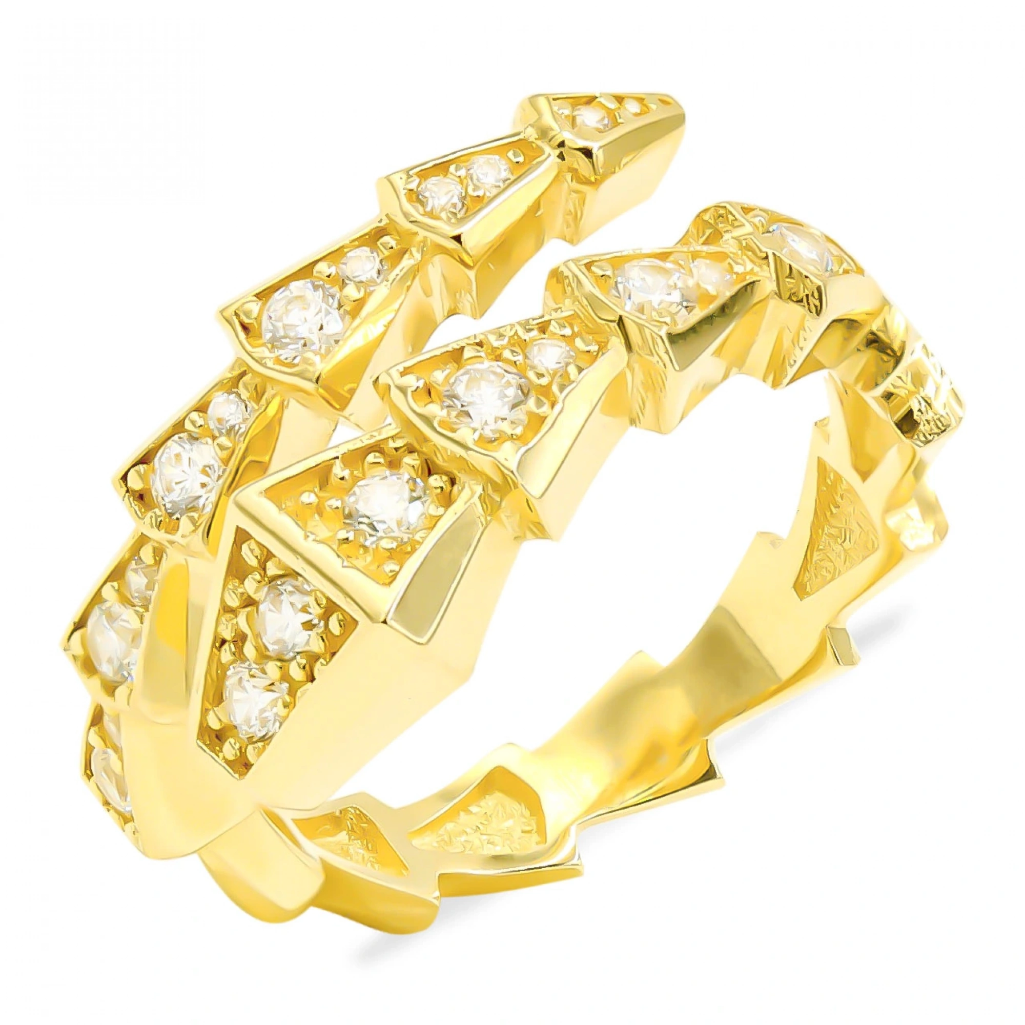 Zirkon Taşlı Yılan 14 Ayar Altın Yüzük