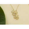 Üç Yapraklı Yonca Taşlı 14 Ayar Altın Kolye