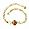 Kırmızı Taşlı Yonca 14 Ayar Altın Bileklik